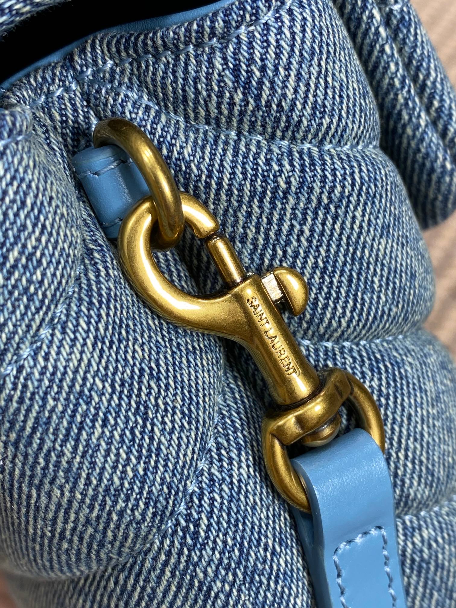 LOULOU MINI BAG 20 IN BLUE DENIM GOLD HARDWARE mysite