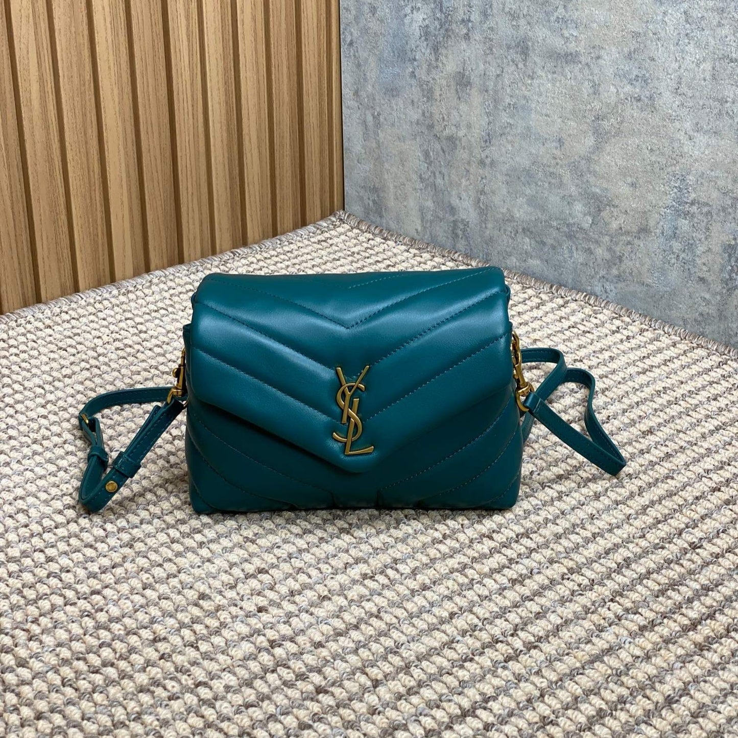 LOULOU MINI BAG 20 IN DARK CYAN LAMBSKIN GOLD HARDWARE mysite