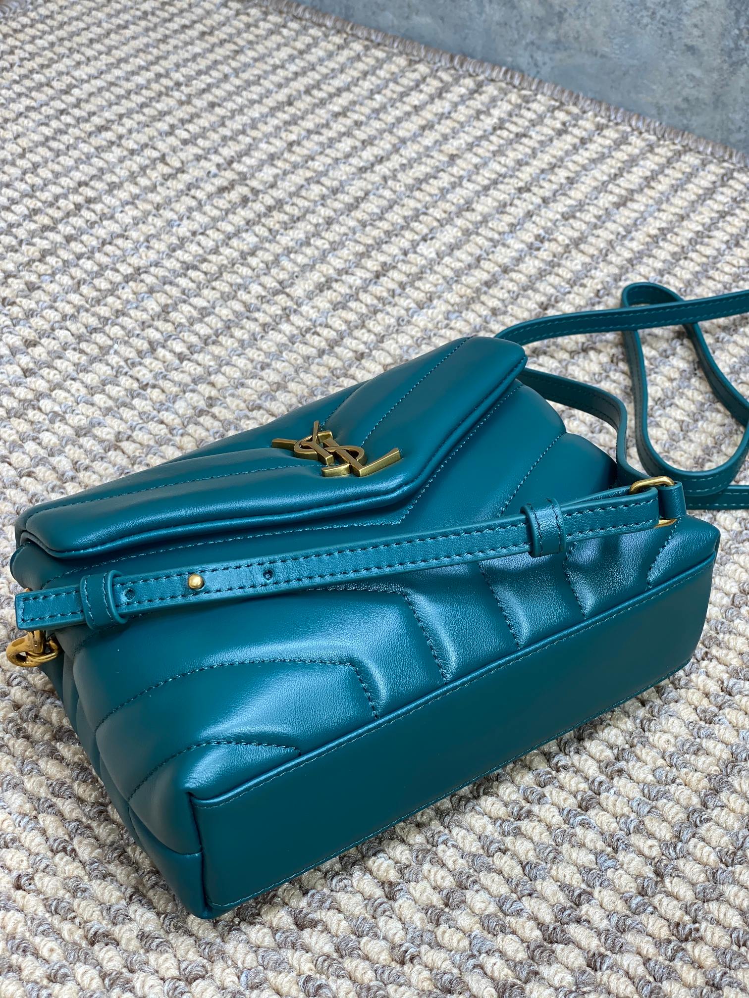 LOULOU MINI BAG 20 IN DARK CYAN LAMBSKIN GOLD HARDWARE mysite