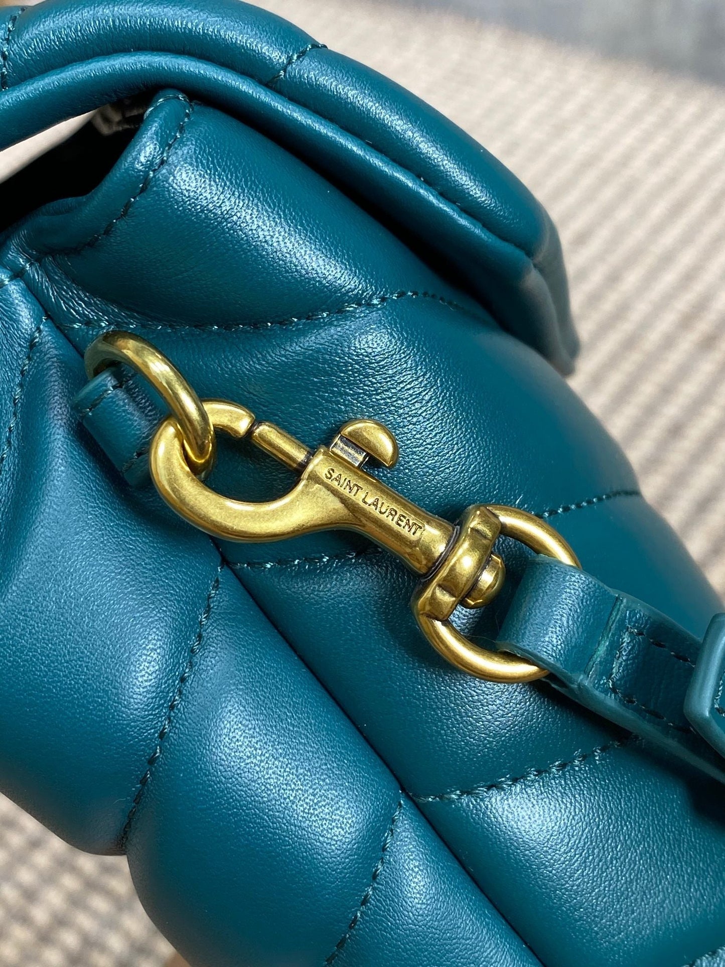 LOULOU MINI BAG 20 IN DARK CYAN LAMBSKIN GOLD HARDWARE mysite