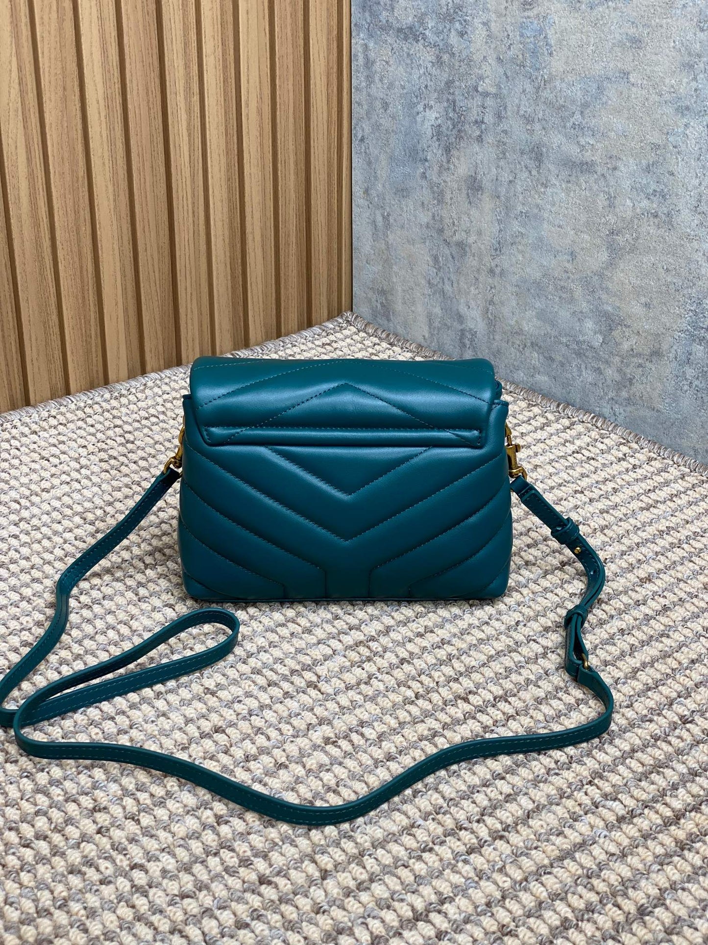 LOULOU MINI BAG 20 IN DARK CYAN LAMBSKIN GOLD HARDWARE mysite