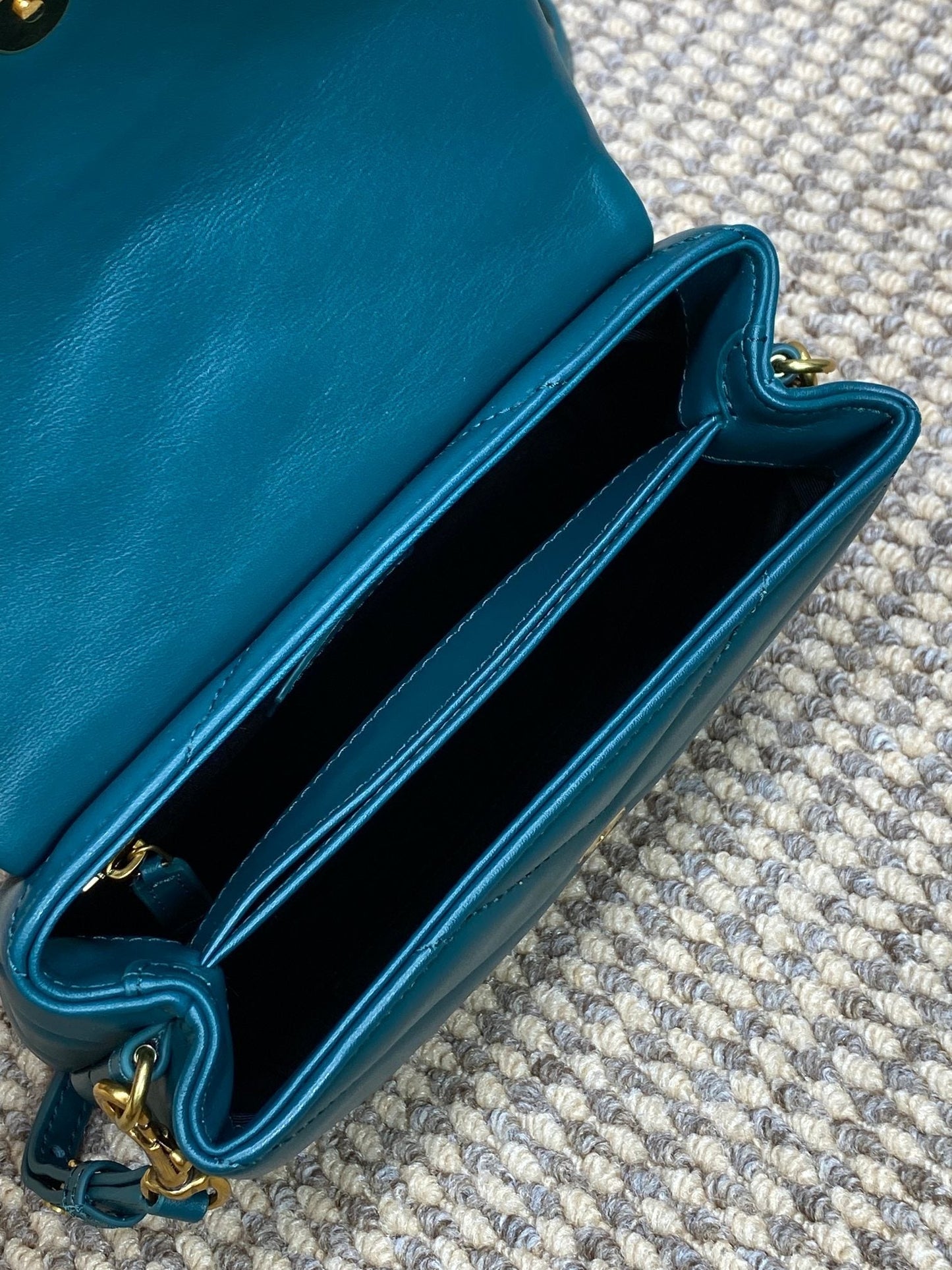 LOULOU MINI BAG 20 IN DARK CYAN LAMBSKIN GOLD HARDWARE mysite