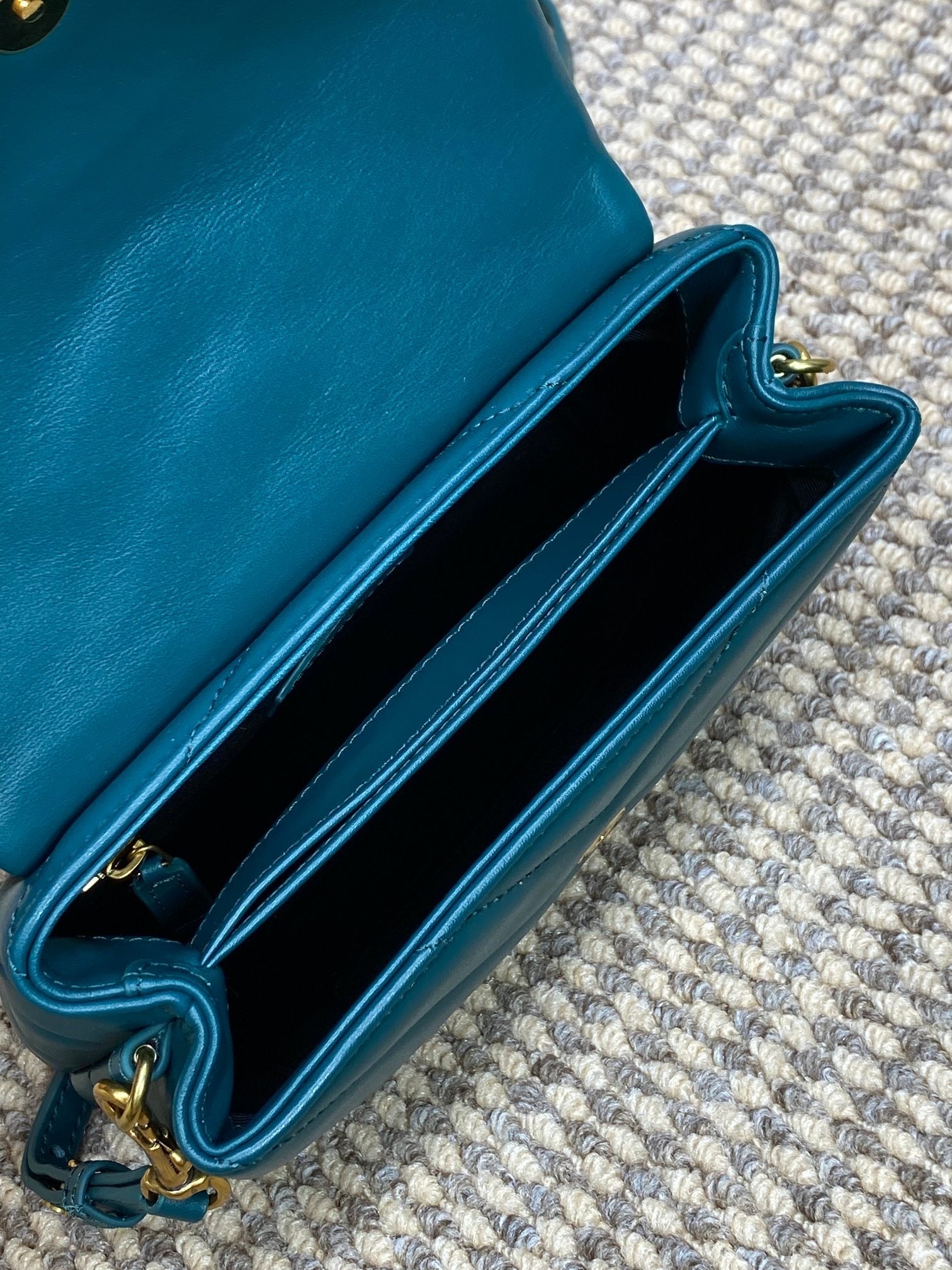 LOULOU MINI BAG 20 IN DARK CYAN LAMBSKIN GOLD HARDWARE mysite