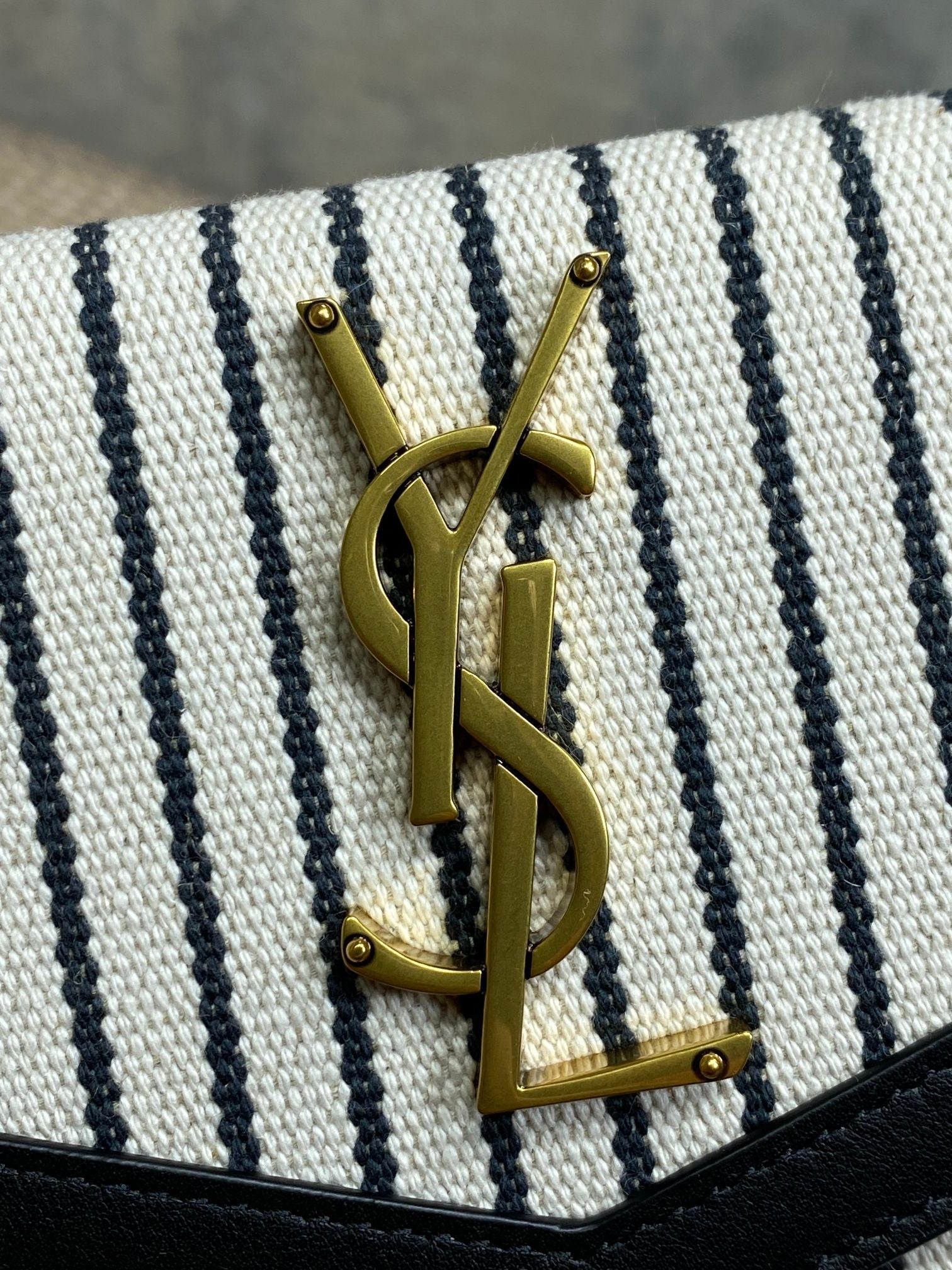 YSL 22s Uptown Pouch Clutch Bag Black White Canvas GHW mysite