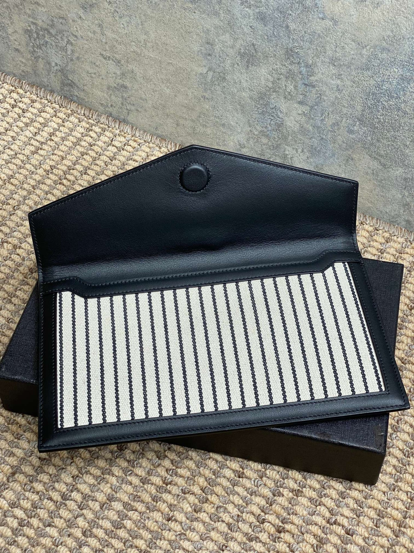 YSL 22s Uptown Pouch Clutch Bag Black White Canvas GHW mysite