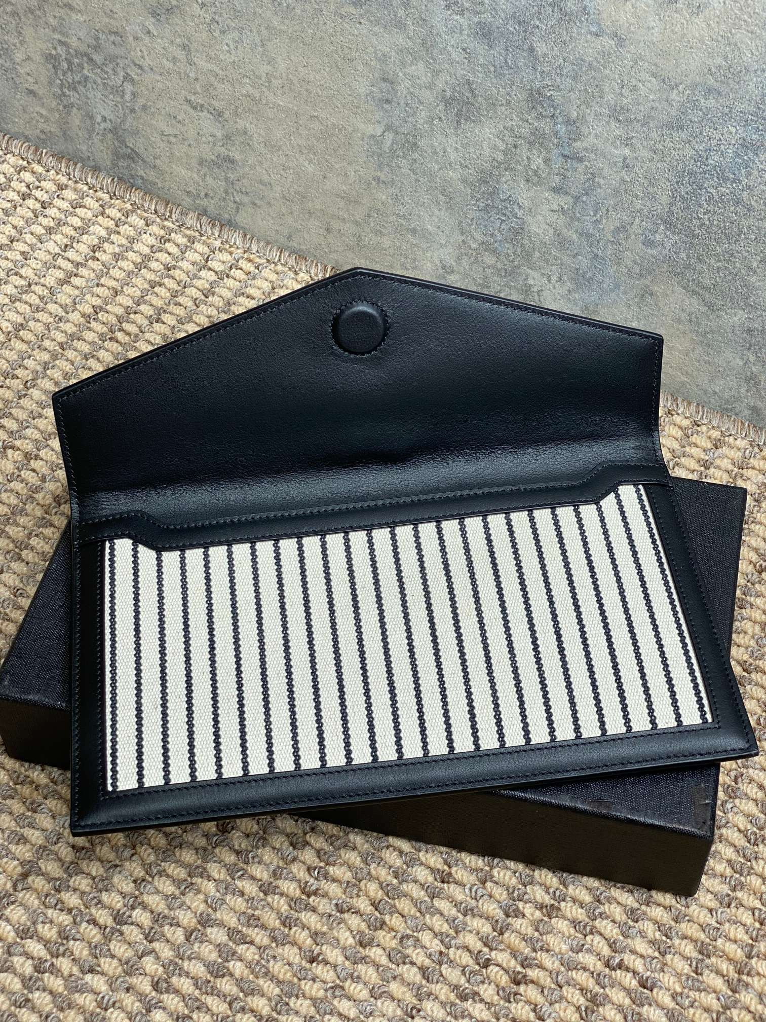 YSL 22s Uptown Pouch Clutch Bag Black White Canvas GHW mysite