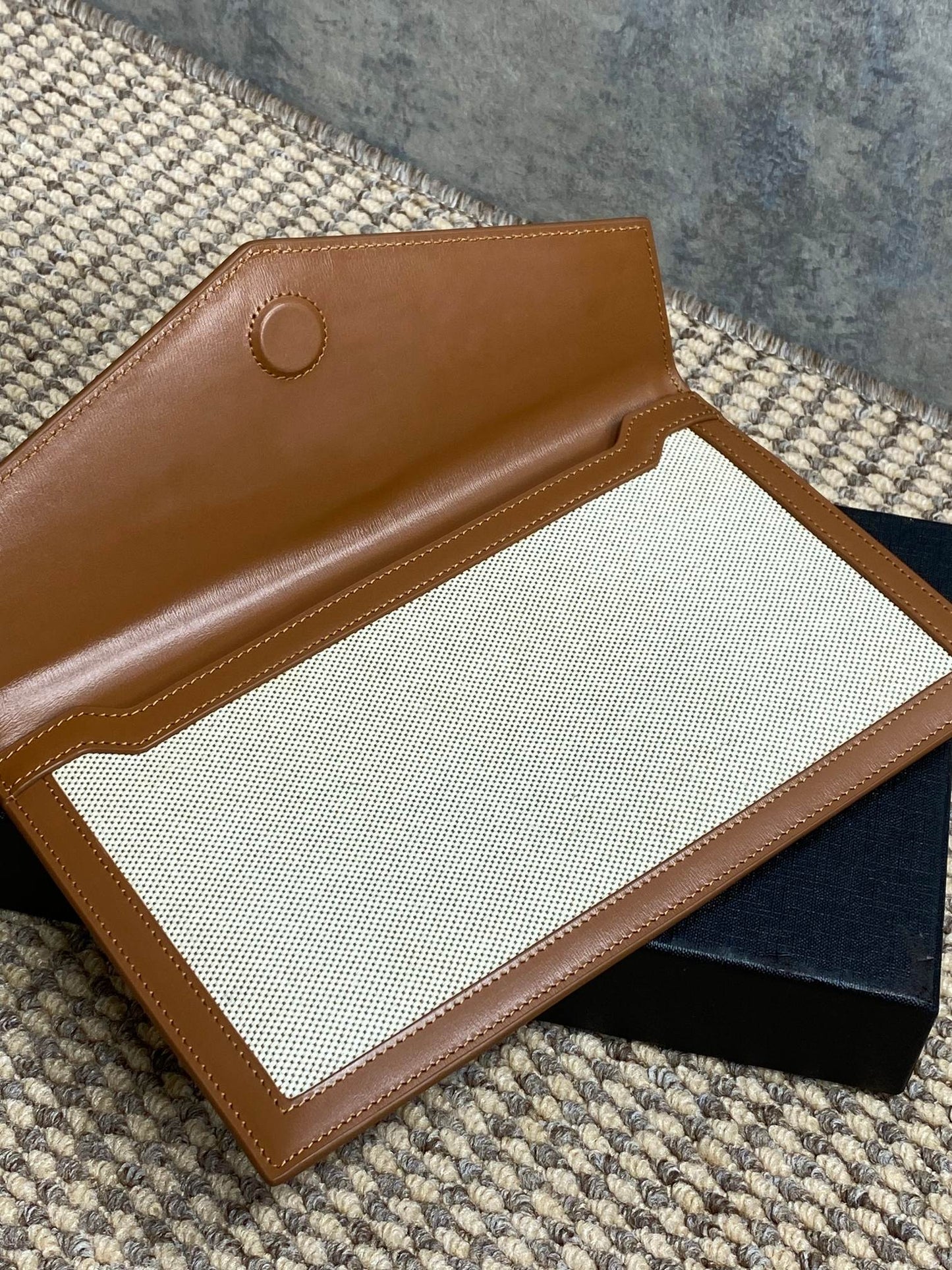 YSL 22s Uptown Pouch Clutch Bag Beige Brown Canvas GHW mysite