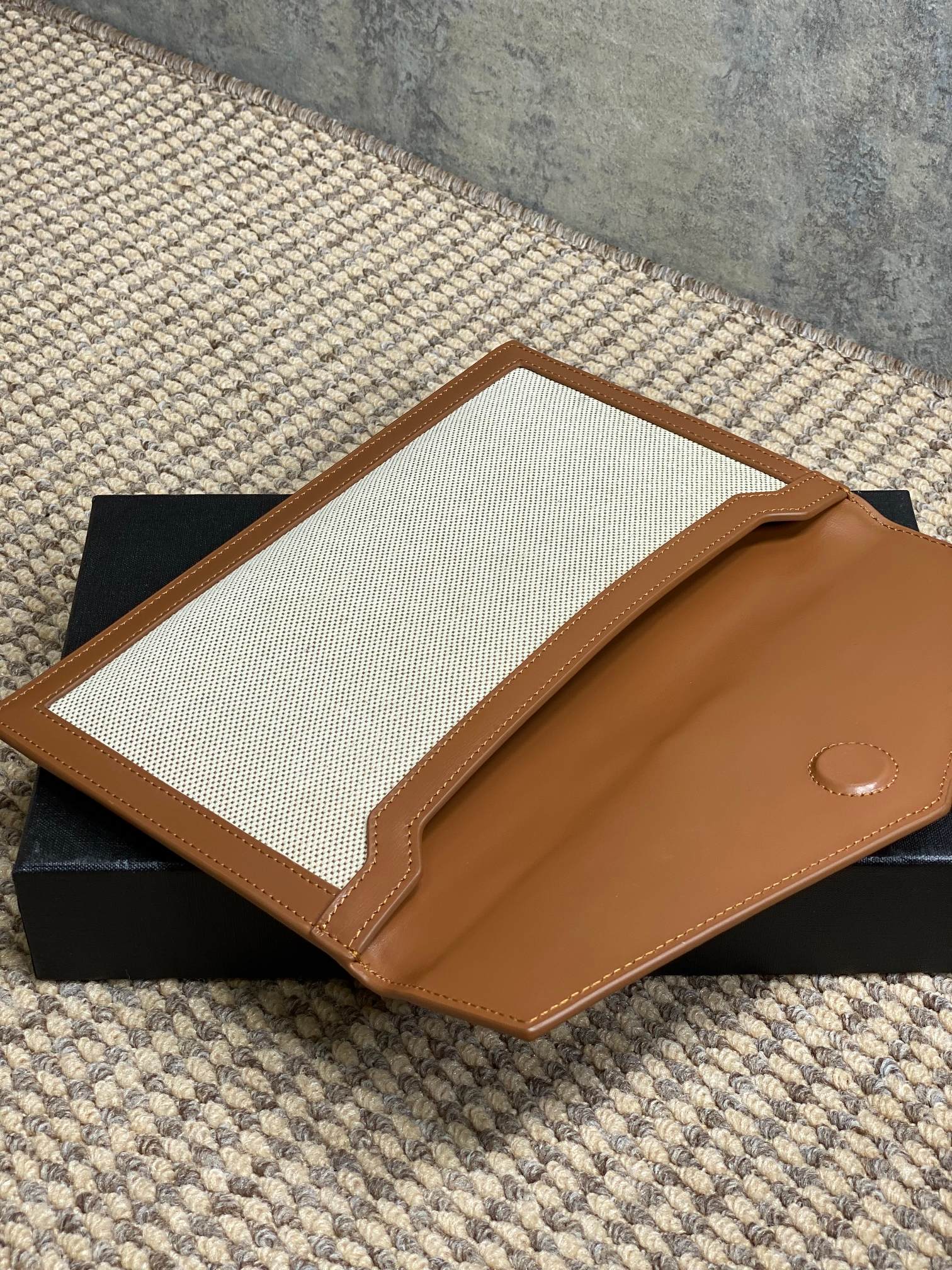 YSL 22s Uptown Pouch Clutch Bag Beige Brown Canvas GHW mysite