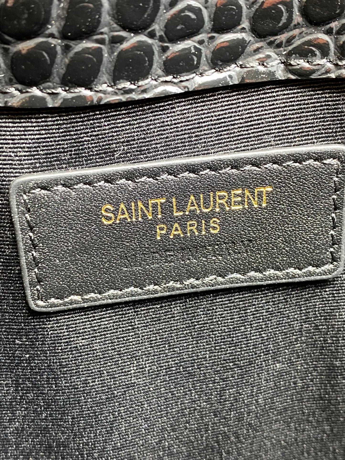 YSL 22s Uptown Pouch Clutch Bag Black Croc Embossed Leather GHW mysite