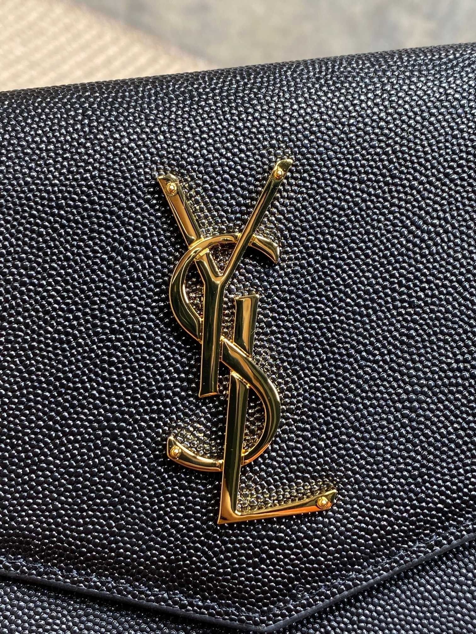 YSL 22s Uptown Pouch Clutch Bag Black Cowhide GHW mysite