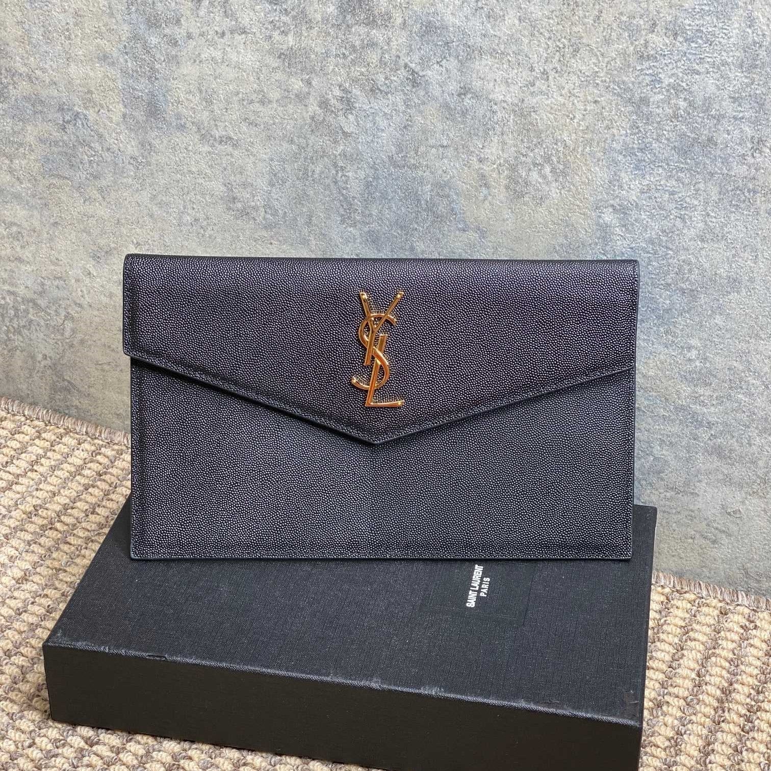 YSL 22s Uptown Pouch Clutch Bag Black Cowhide GHW mysite
