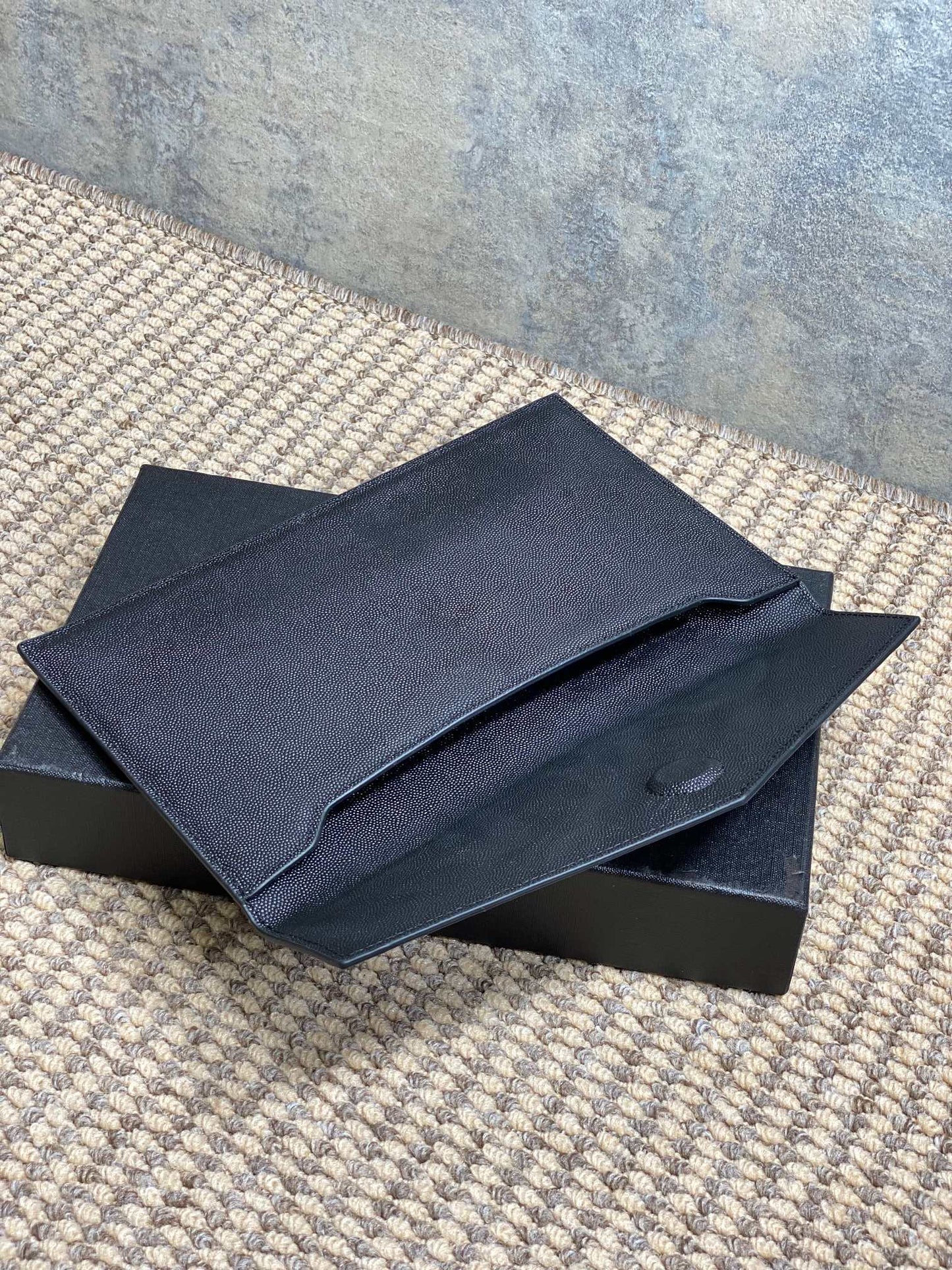 YSL 22s Uptown Pouch Clutch Bag Black Cowhide GHW mysite