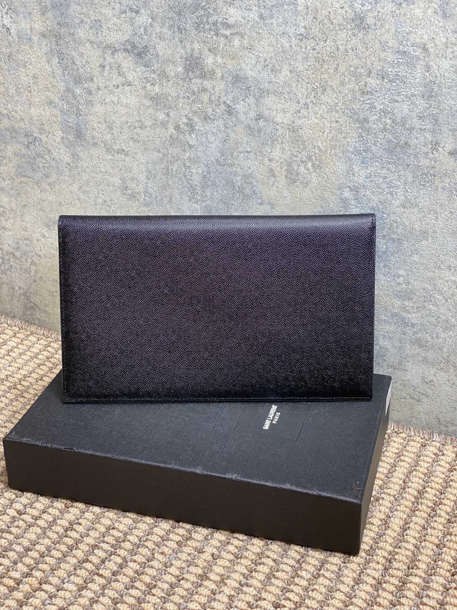 YSL 22s Uptown Pouch Clutch Bag Black Cowhide Sliver HW mysite