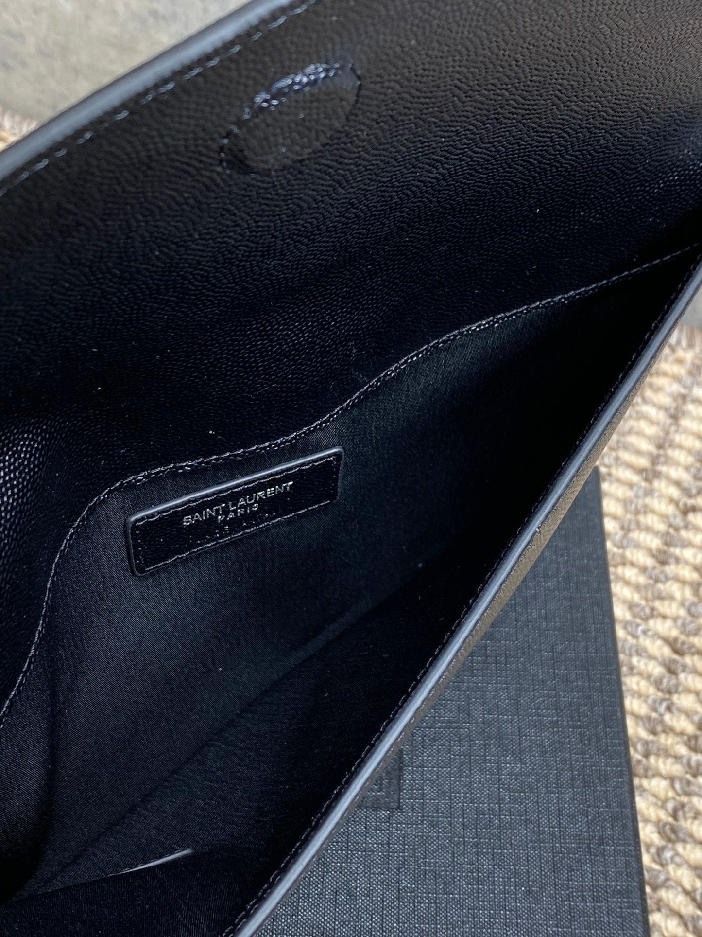 YSL 22s Uptown Pouch Clutch Bag Black Cowhide Sliver HW mysite