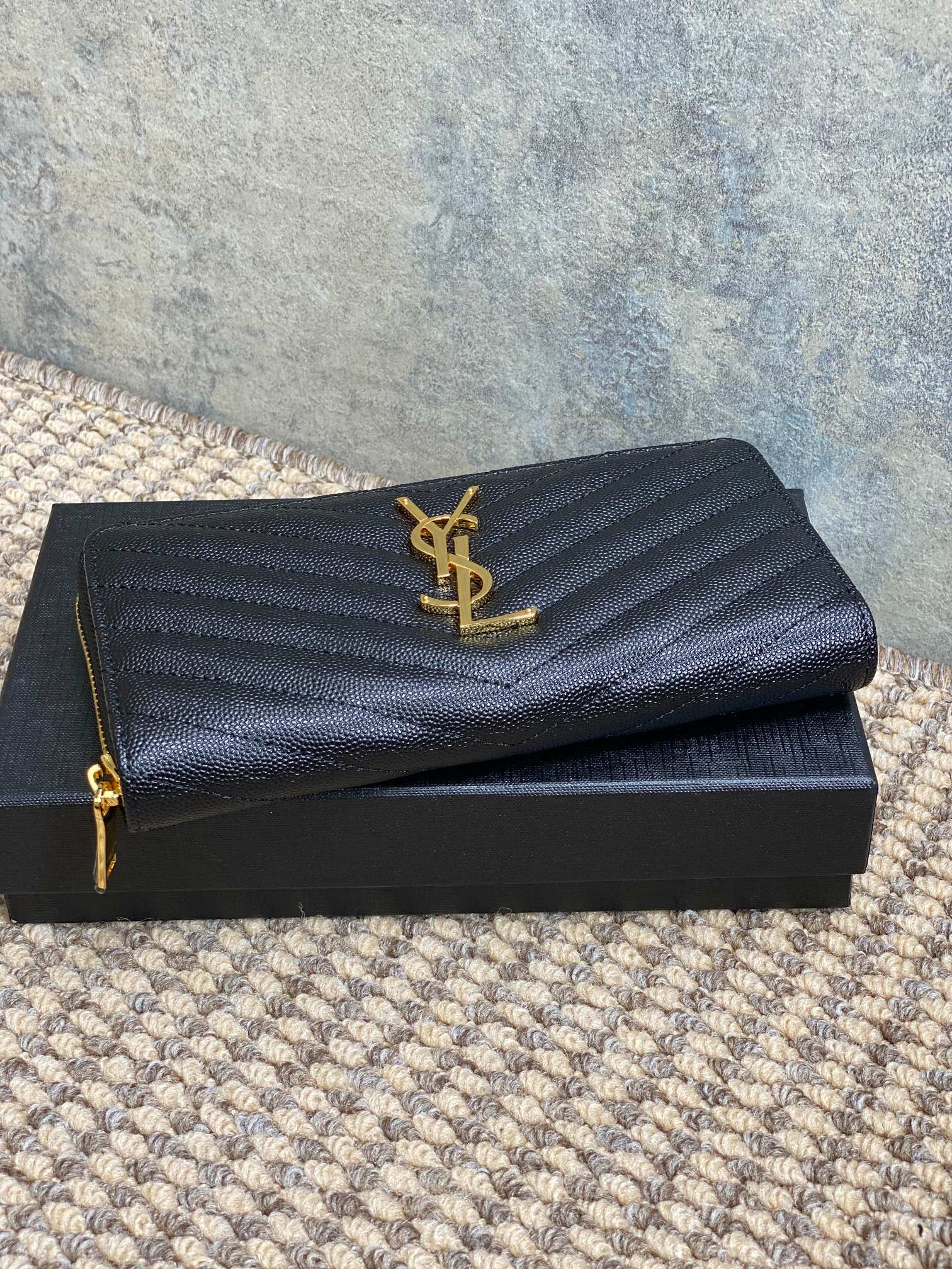 YSL Zippy Long Wallet Black Caviar Cowhide GHW mysite