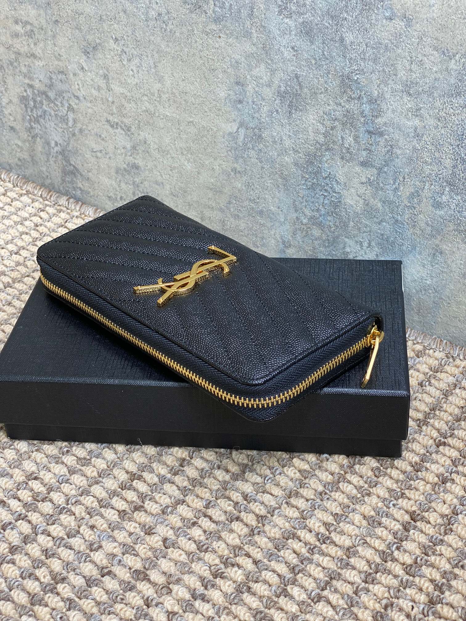 YSL Zippy Long Wallet Black Caviar Cowhide GHW mysite