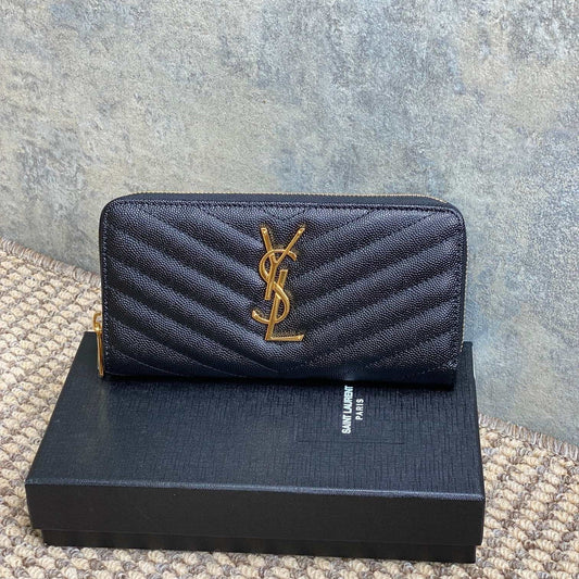 YSL Zippy Long Wallet Black Caviar Cowhide GHW mysite