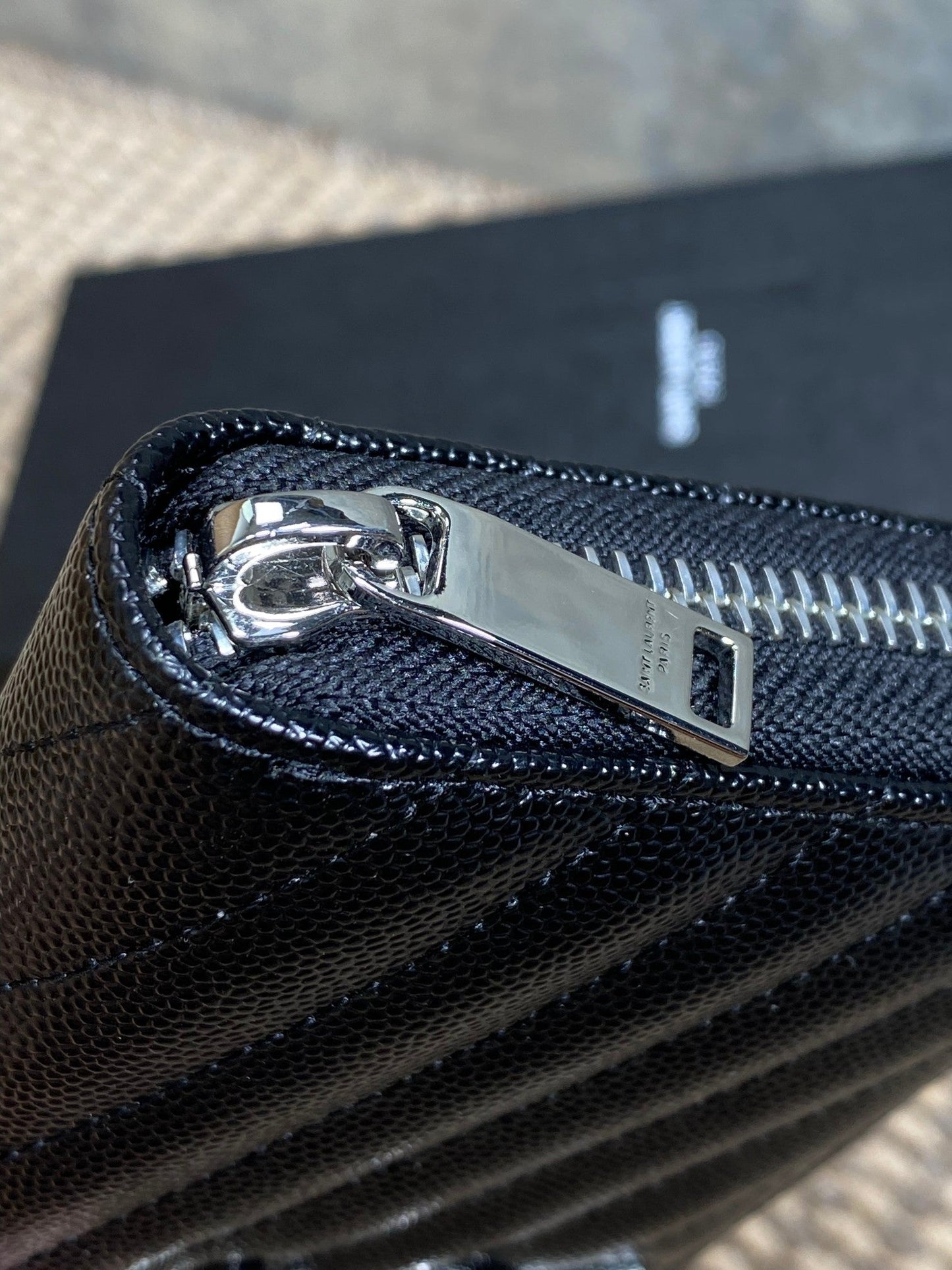 YSL Zippy Long Wallet Black Caviar Cowhide Sliver HW mysite