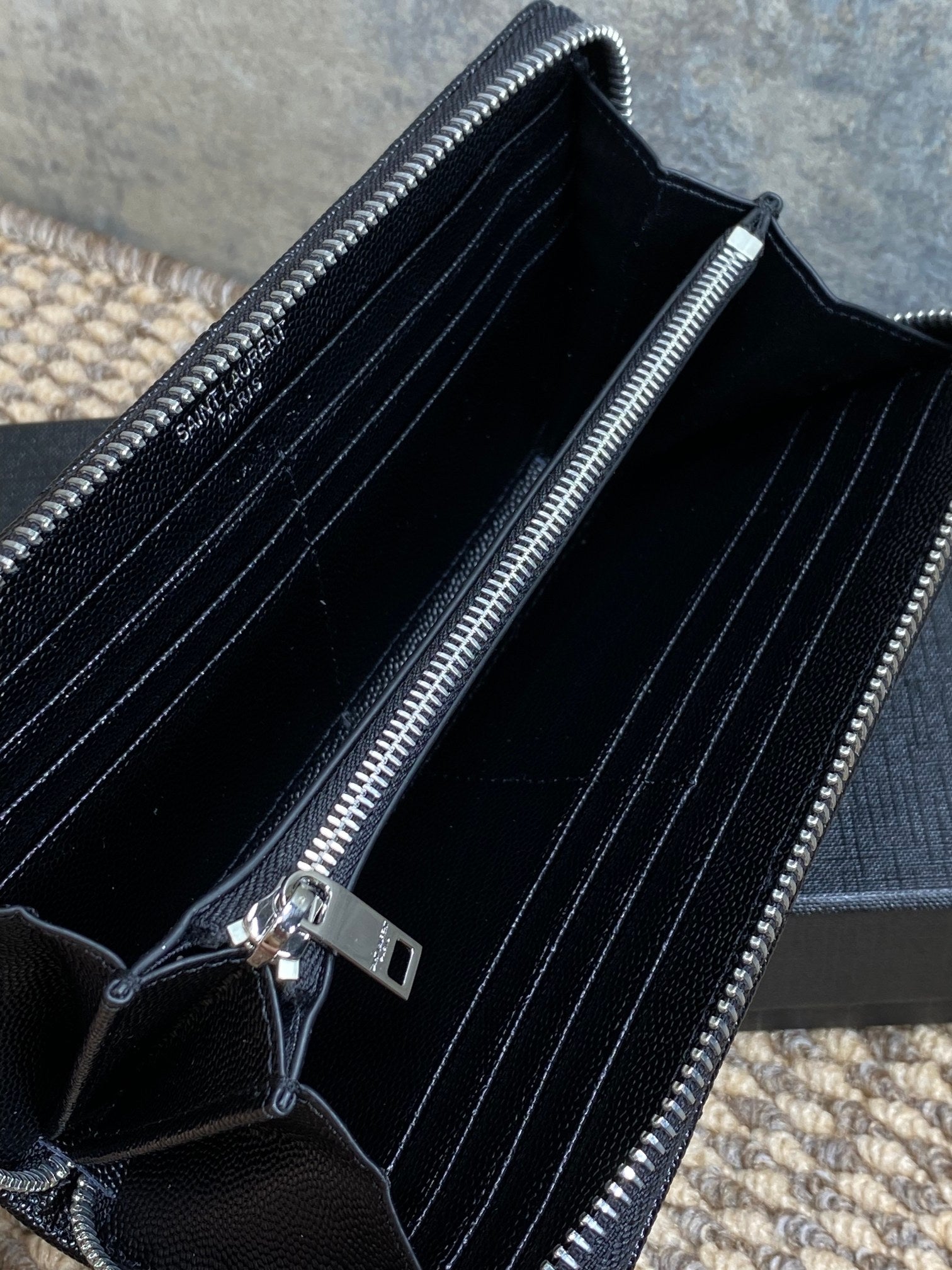 YSL Zippy Long Wallet Black Caviar Cowhide Sliver HW mysite