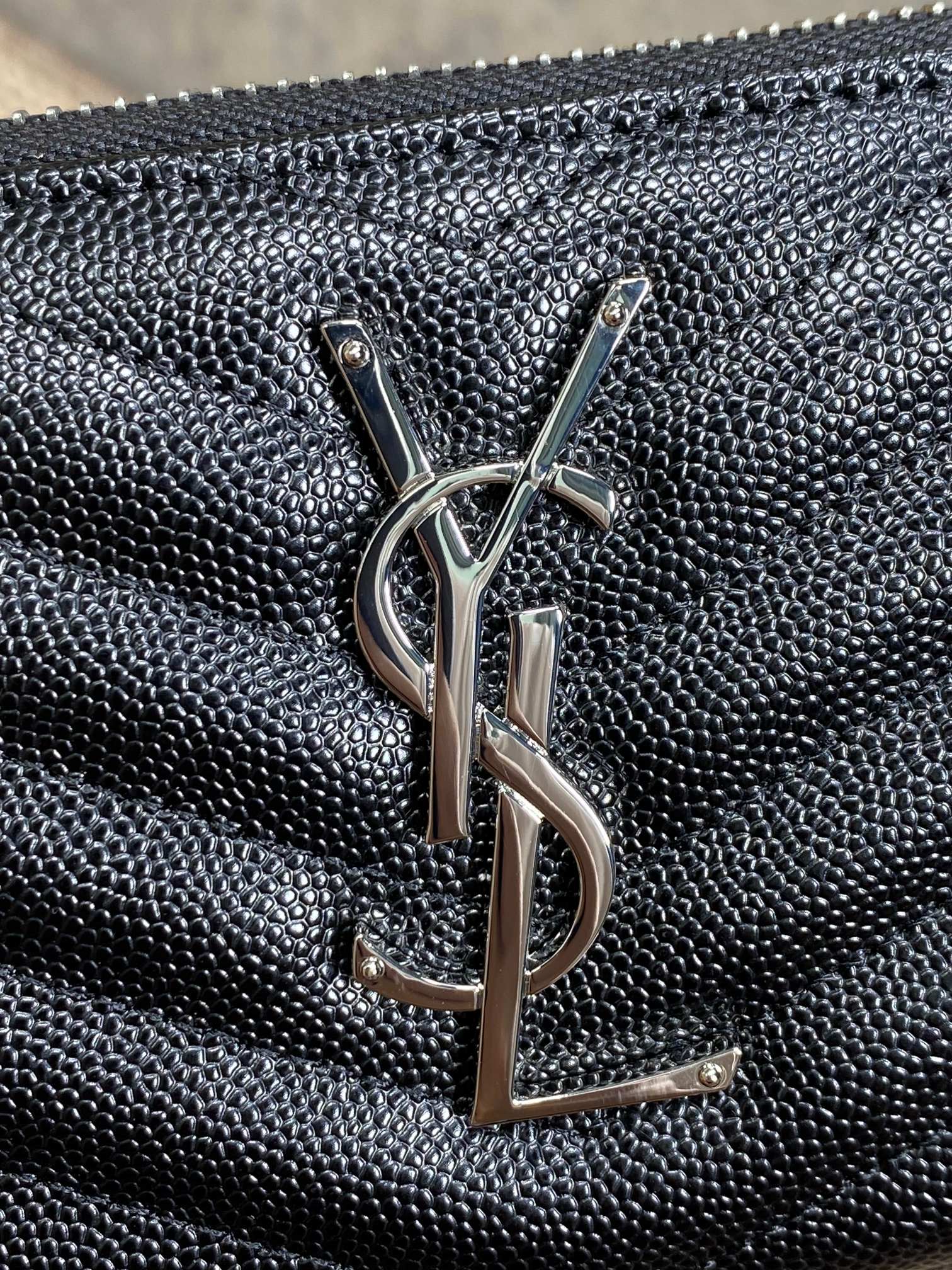 YSL Zippy Long Wallet Black Caviar Cowhide Sliver HW mysite