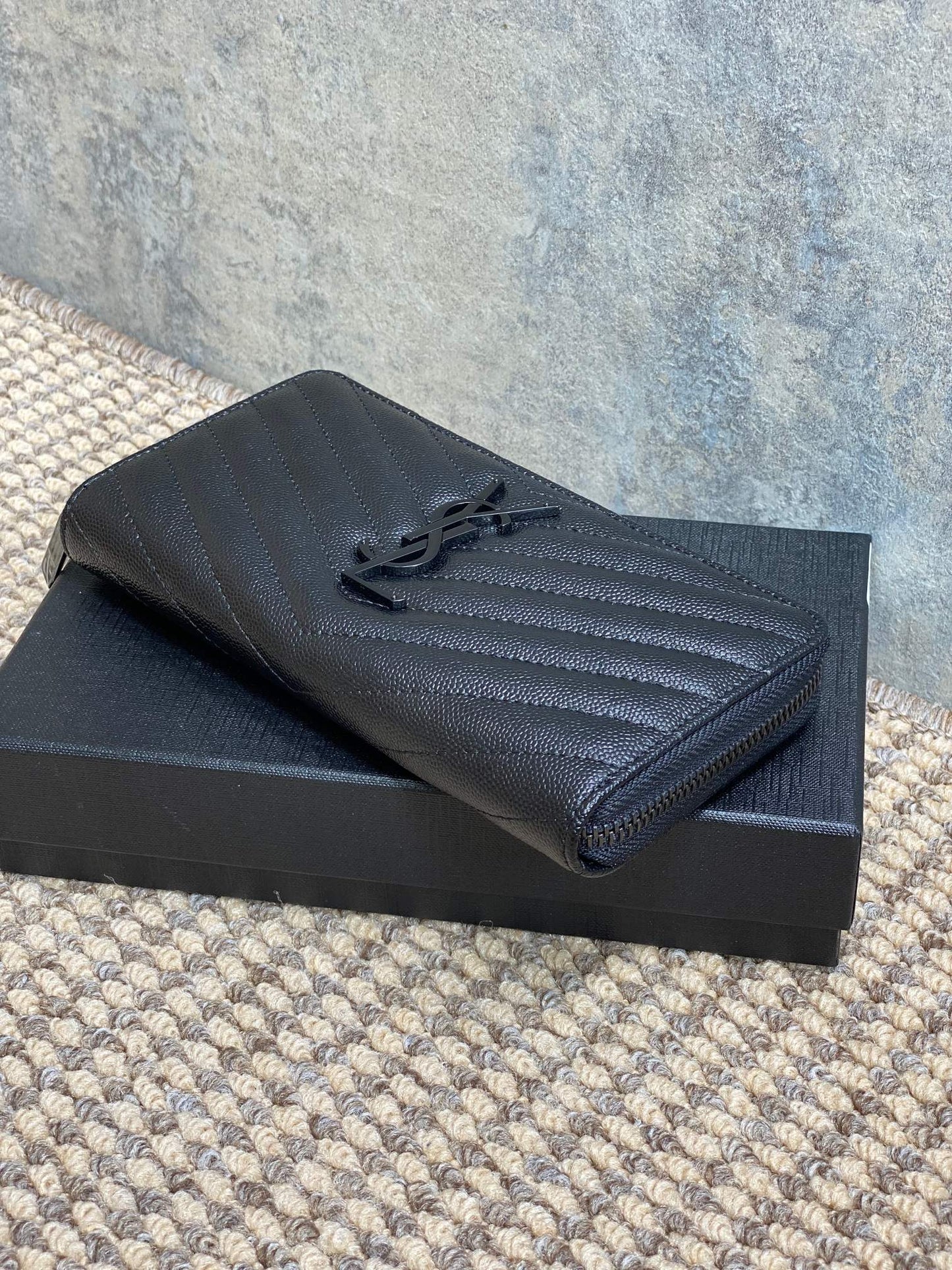 YSL Zippy Long Wallet Full Black Caviar Cowhide mysite