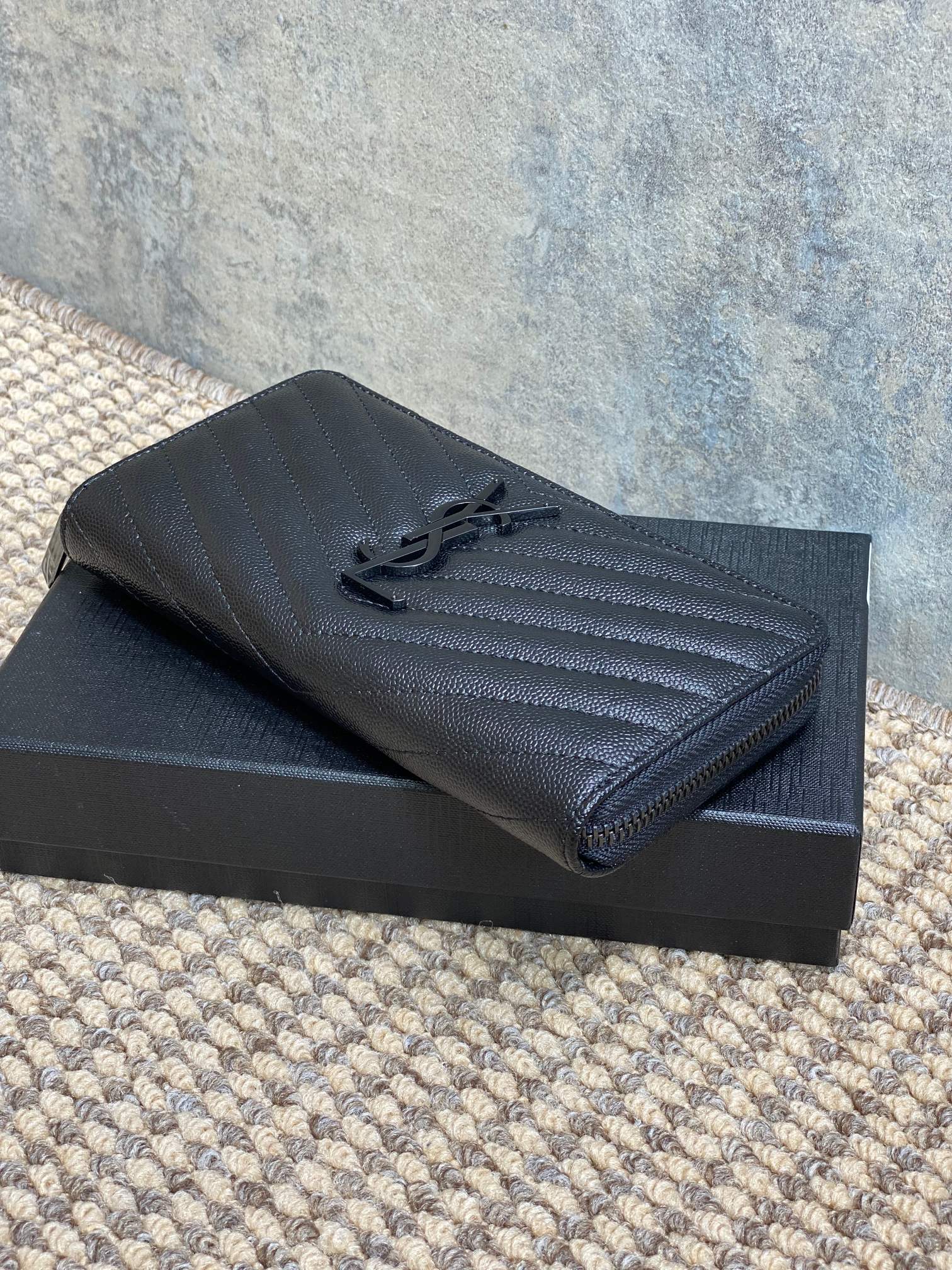 YSL Zippy Long Wallet Full Black Caviar Cowhide mysite