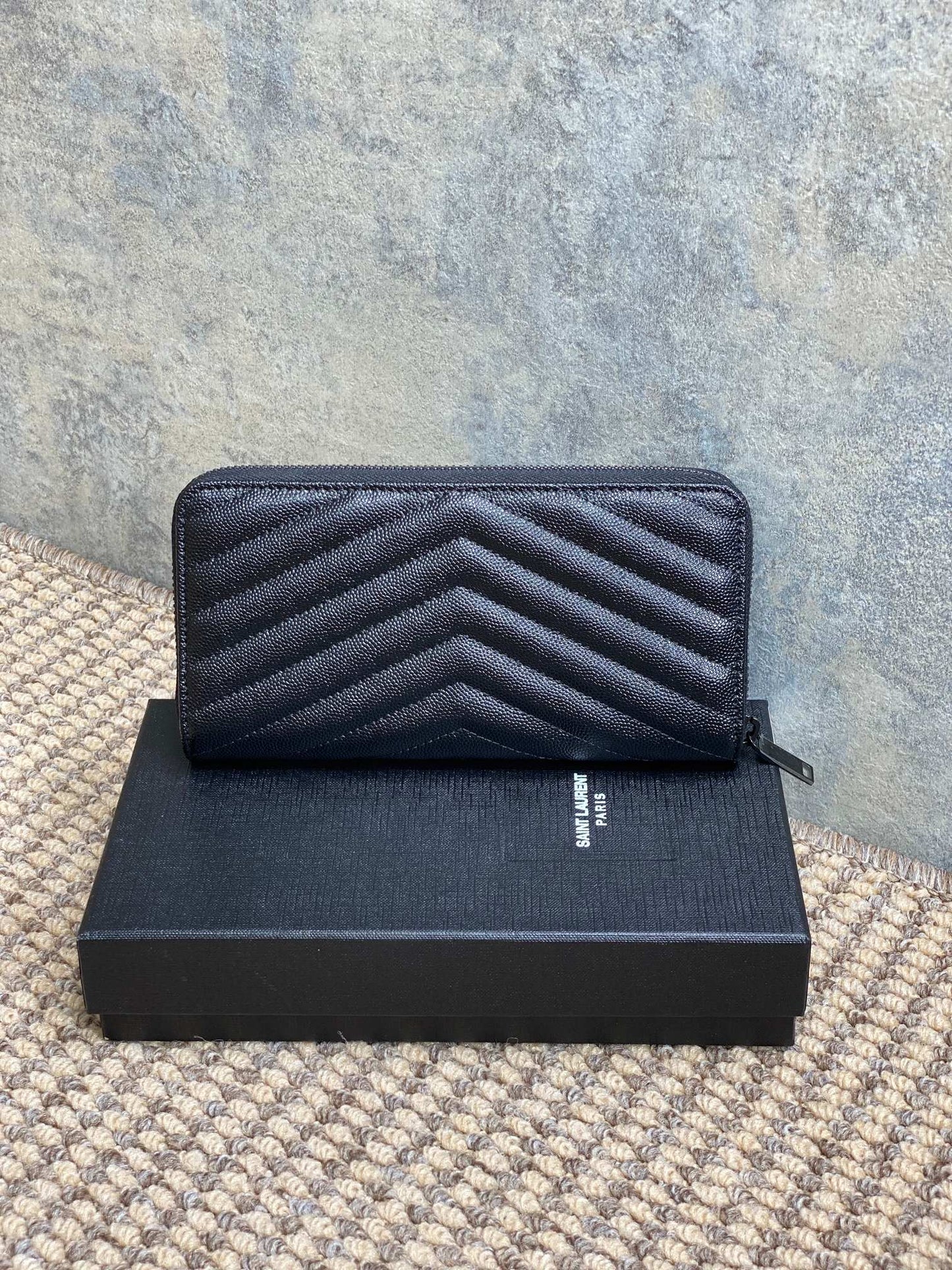 YSL Zippy Long Wallet Full Black Caviar Cowhide mysite