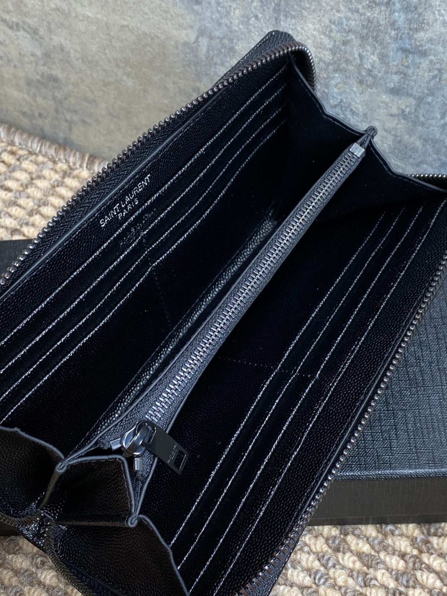 YSL Zippy Long Wallet Full Black Caviar Cowhide mysite