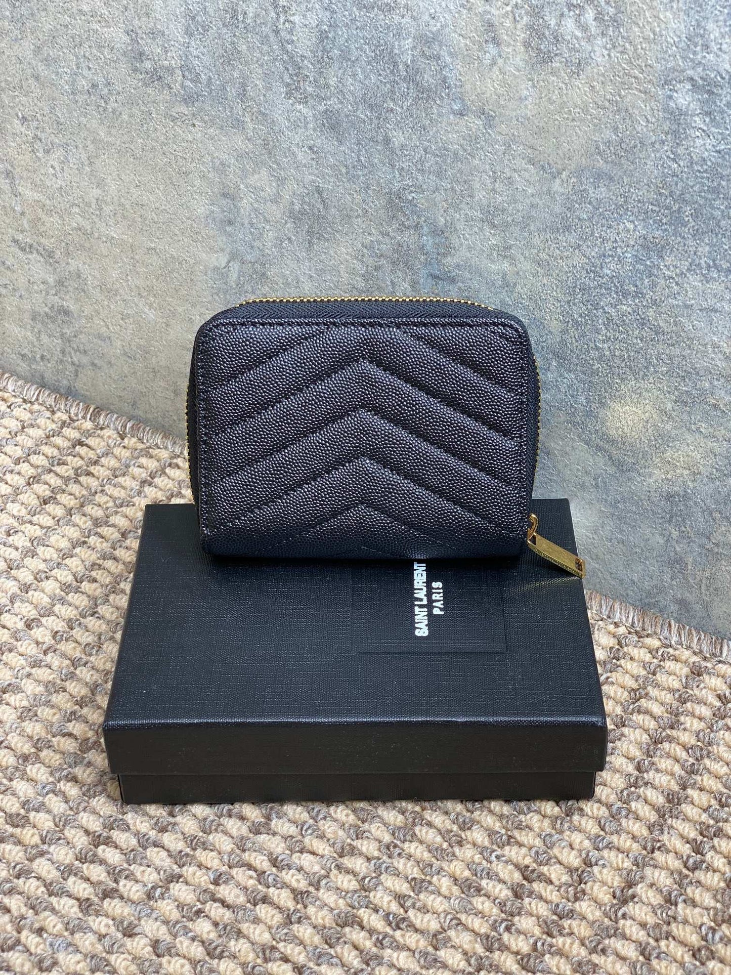 YSL Cassandre Matelassé Compact Zip-Around Wallet Black Caviar Cowhide GHW mysite