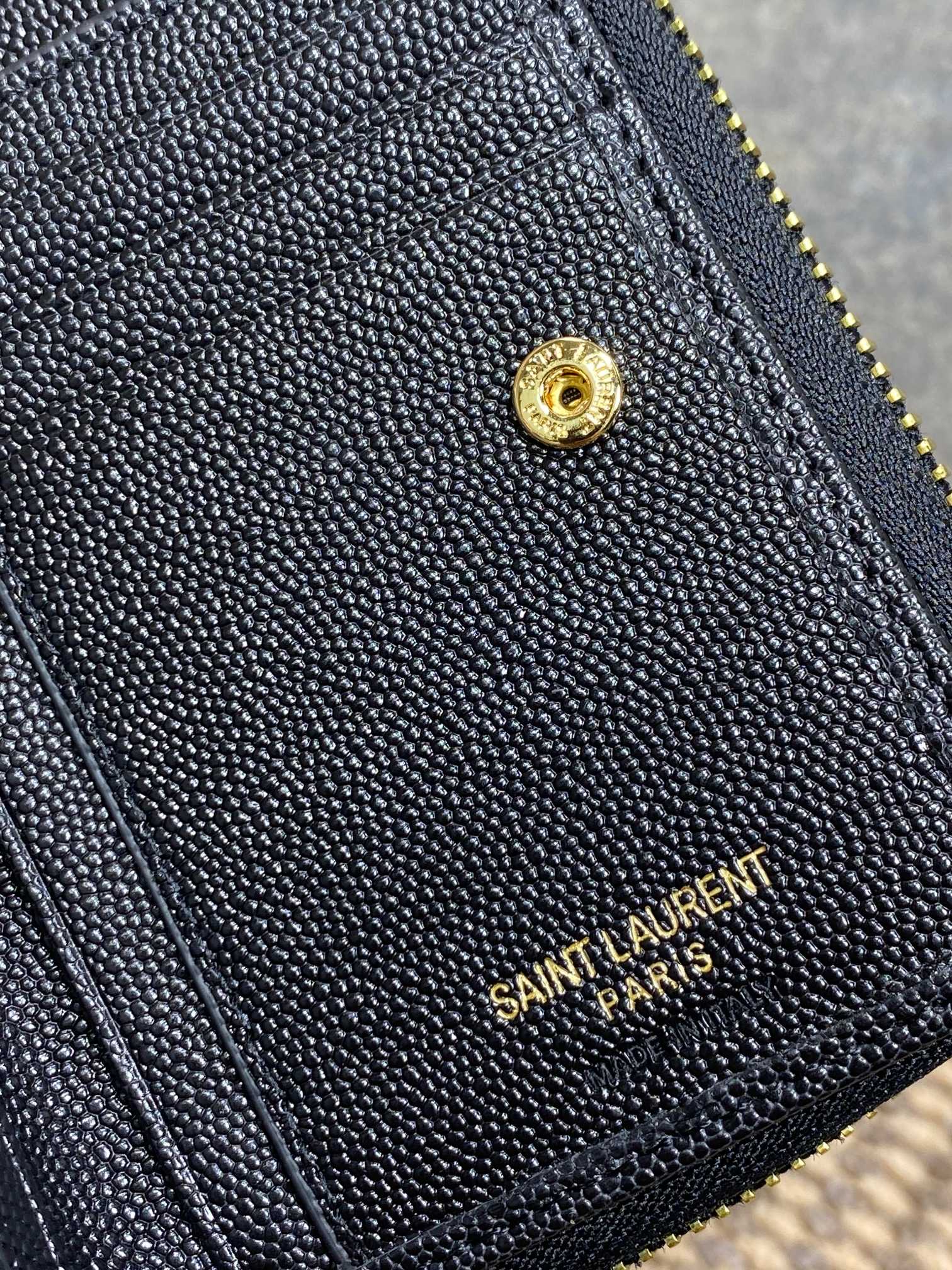 YSL Cassandre Matelassé Compact Zip-Around Wallet Black Caviar Cowhide GHW mysite