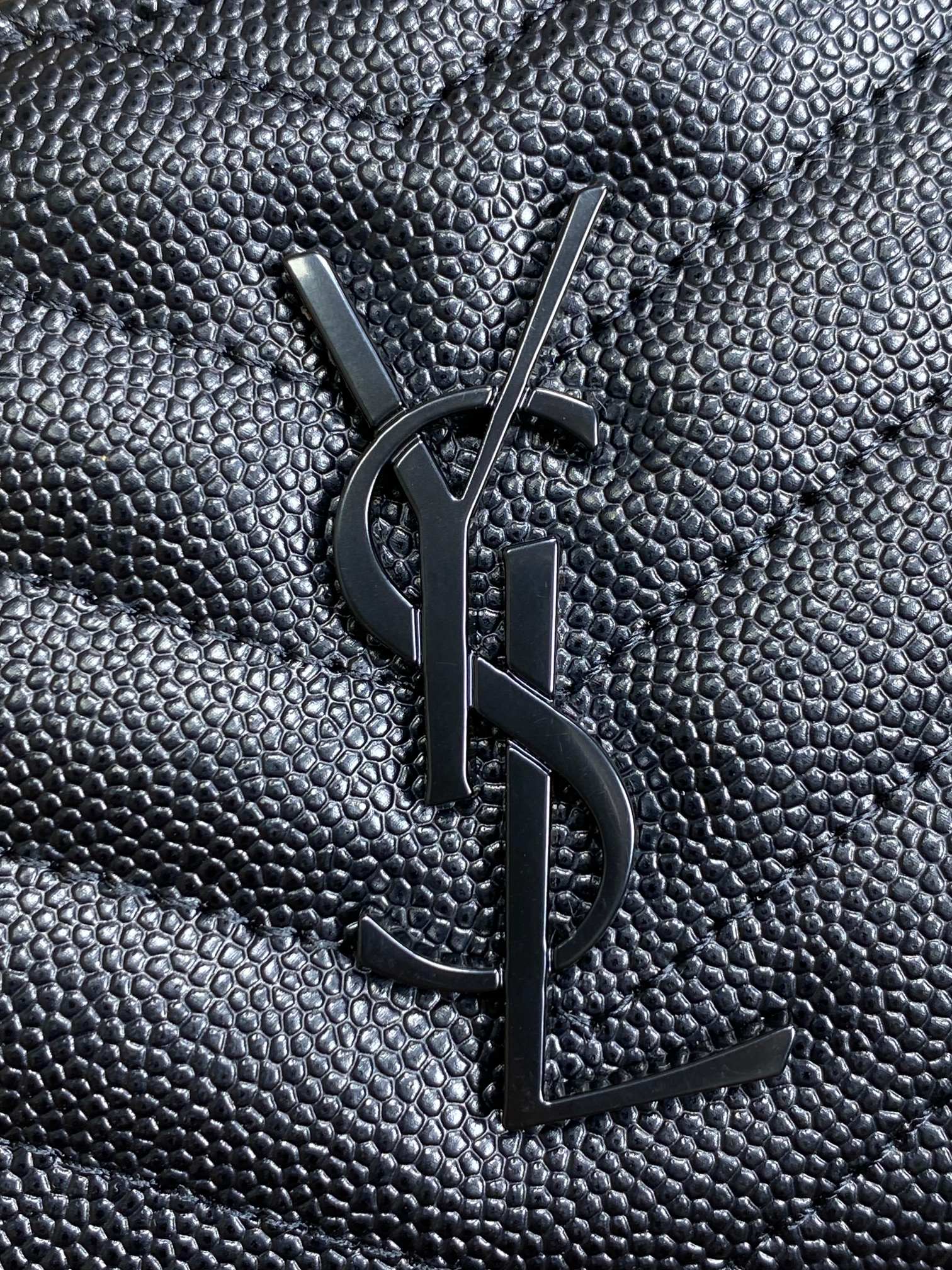 YSL Cassandre Matelassé Compact Zip-Around Wallet Full Black Caviar Cowhide mysite