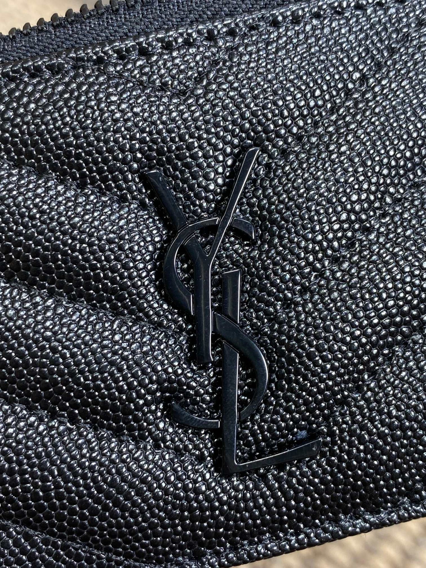 YSL Zip Coin Case With Card Full Black Caviar Cowhide GHW mysite