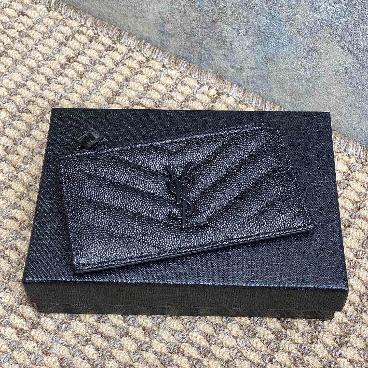 YSL Zip Coin Case With Card Full Black Caviar Cowhide GHW mysite