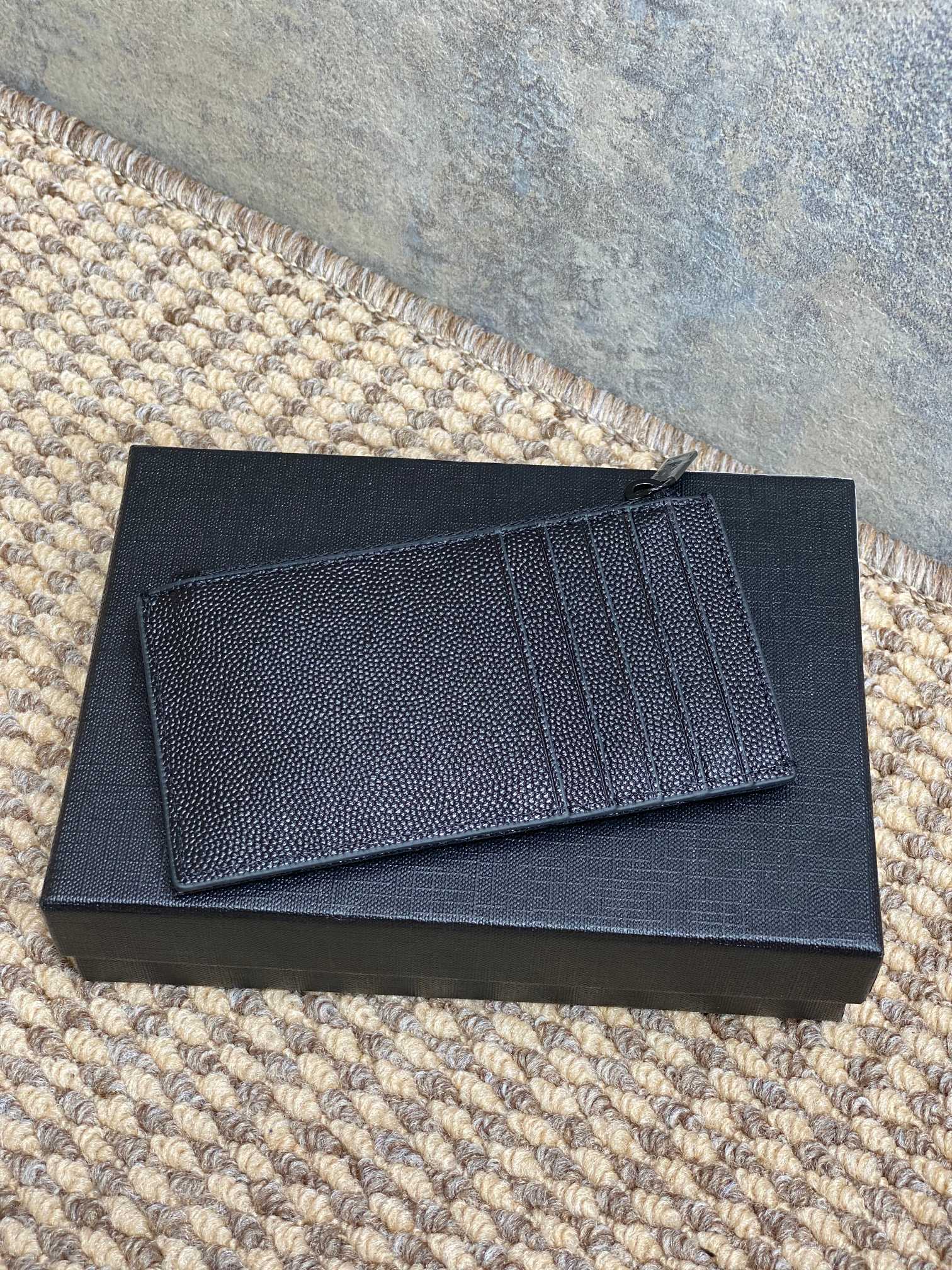 YSL Zip Coin Case With Card Full Black Caviar Cowhide GHW mysite