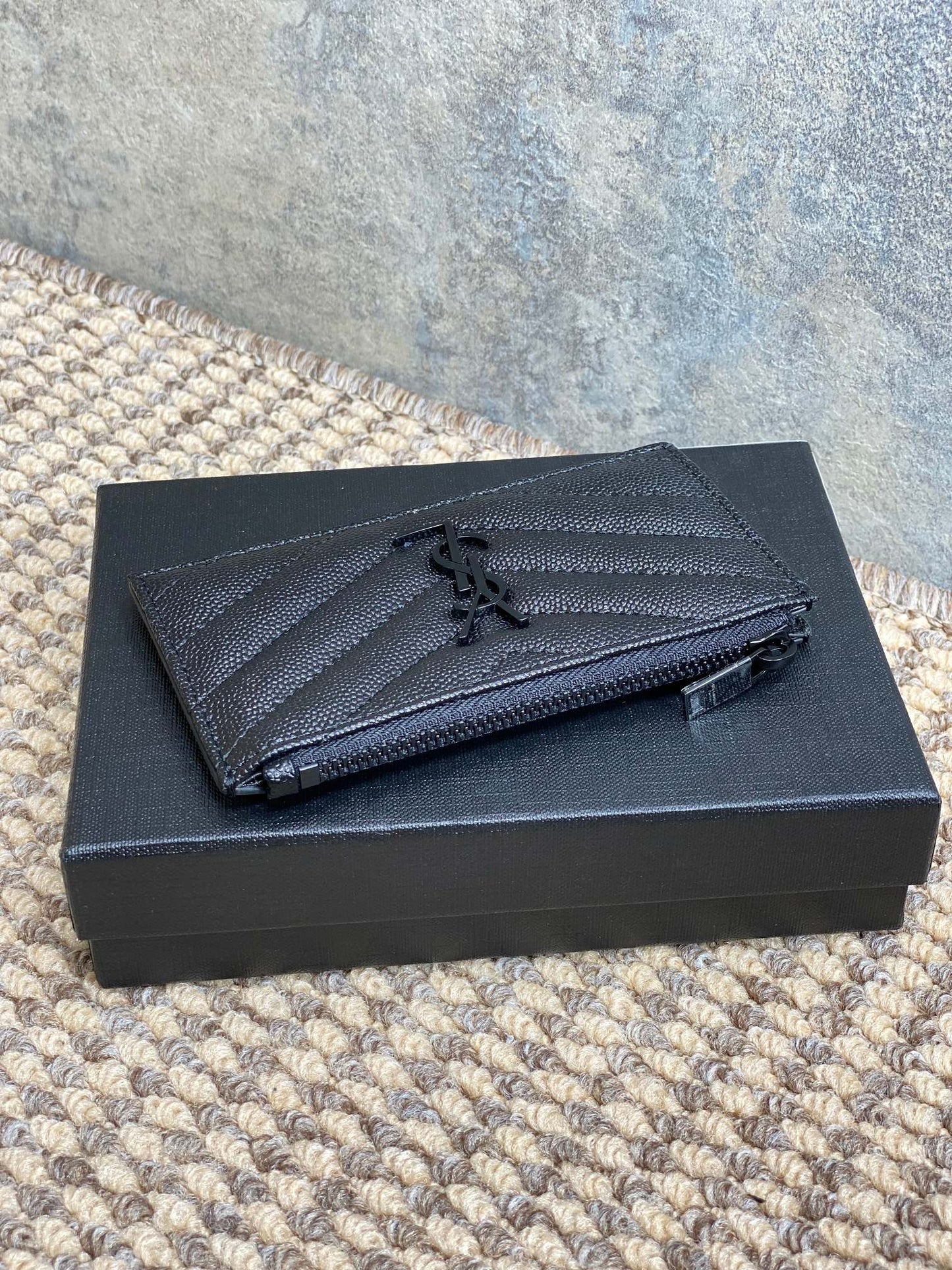 YSL Zip Coin Case With Card Full Black Caviar Cowhide GHW mysite