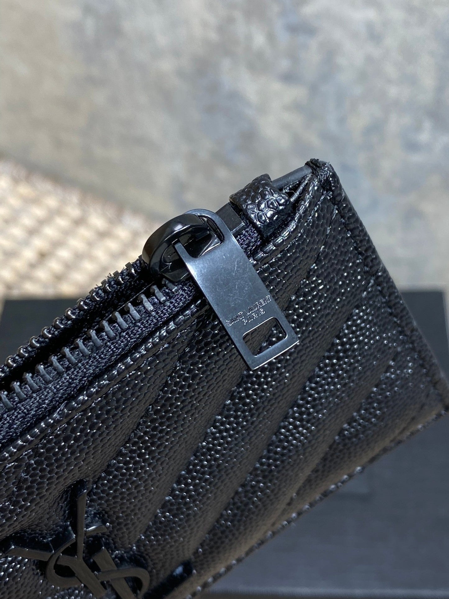 YSL Zip Coin Case With Card Full Black Caviar Cowhide GHW mysite