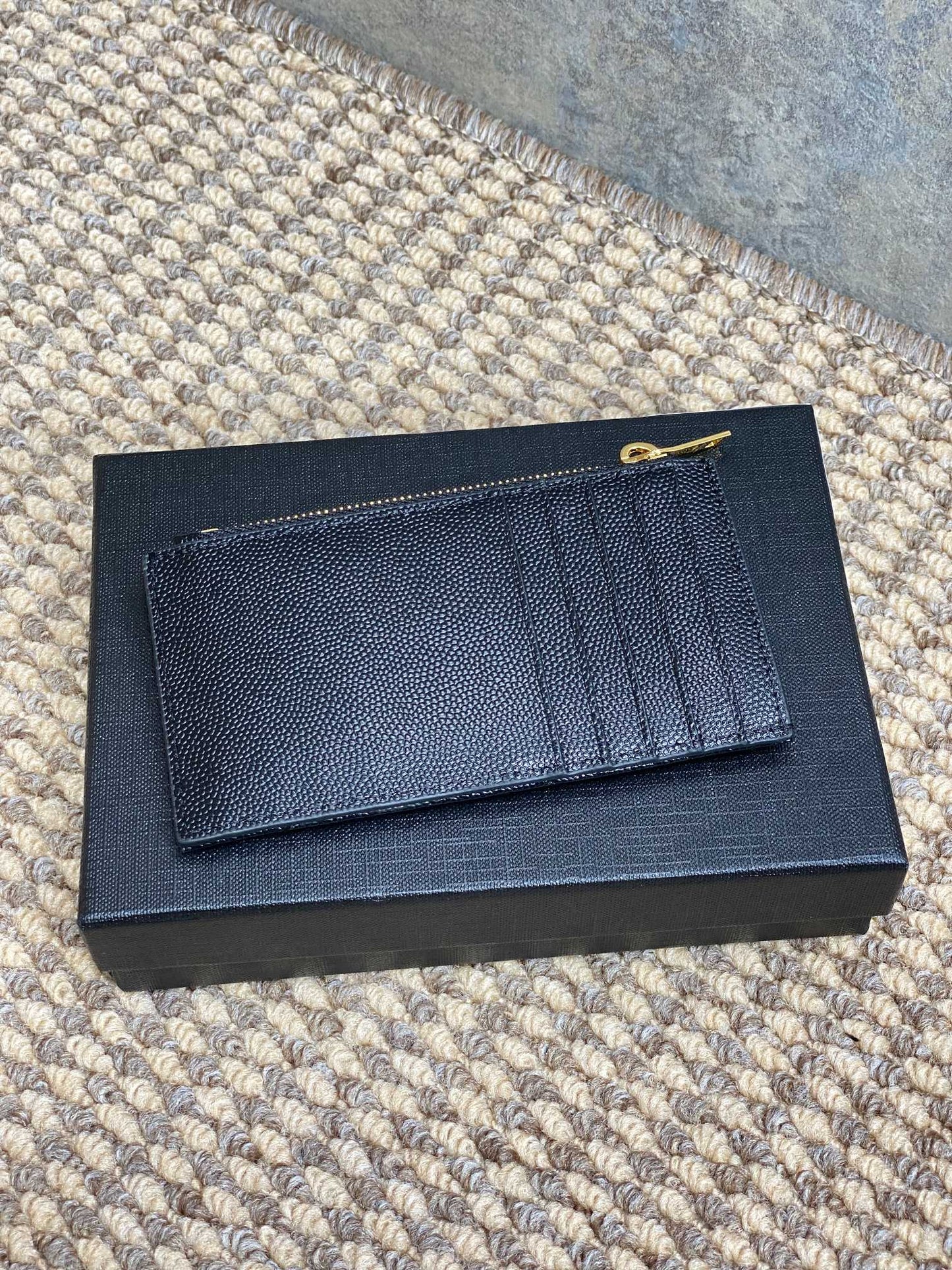 YSL Zip Coin Case With Card Black Caviar Cowhide GHW mysite