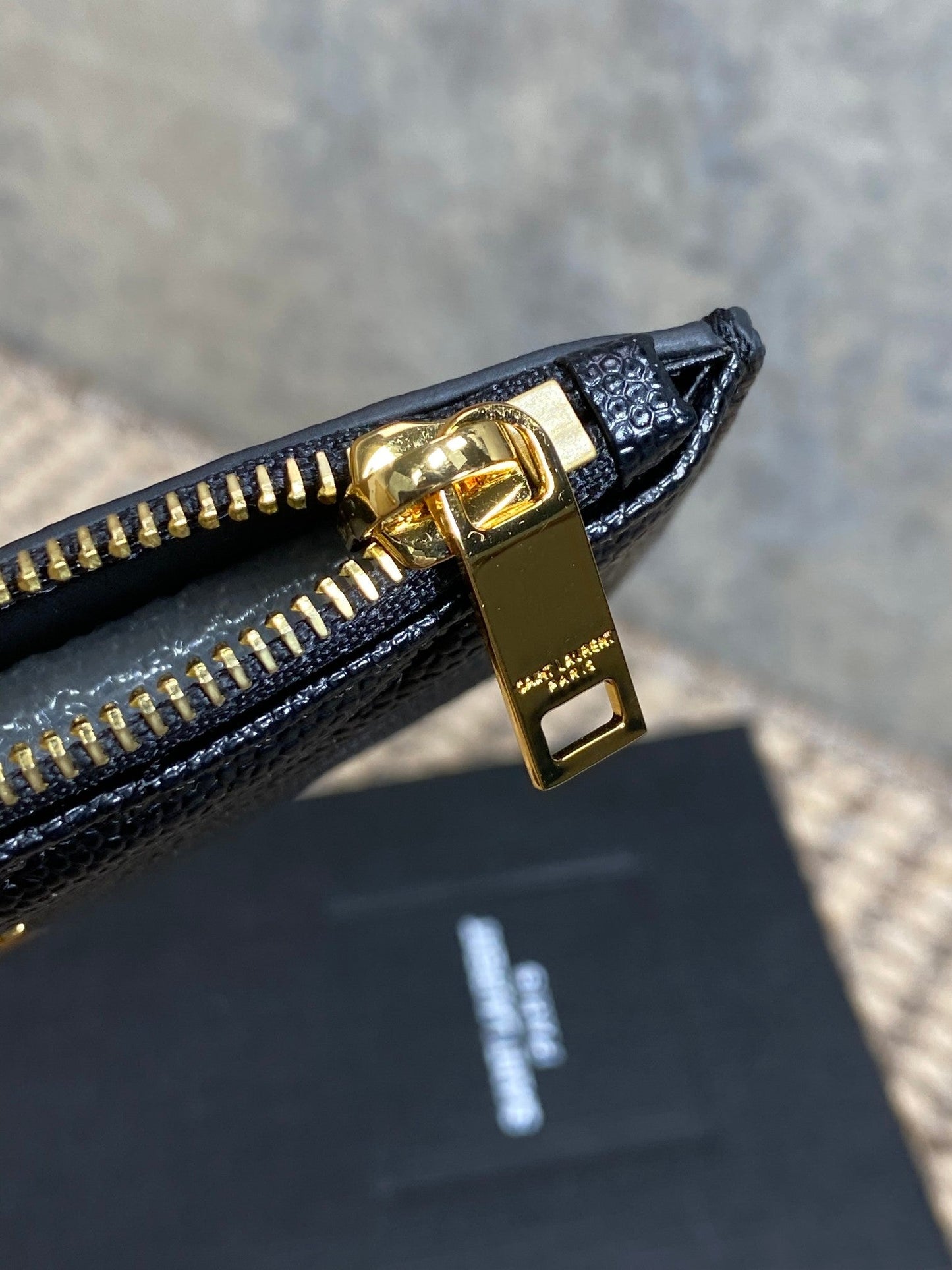 YSL Zip Coin Case With Card Black Caviar Cowhide GHW mysite