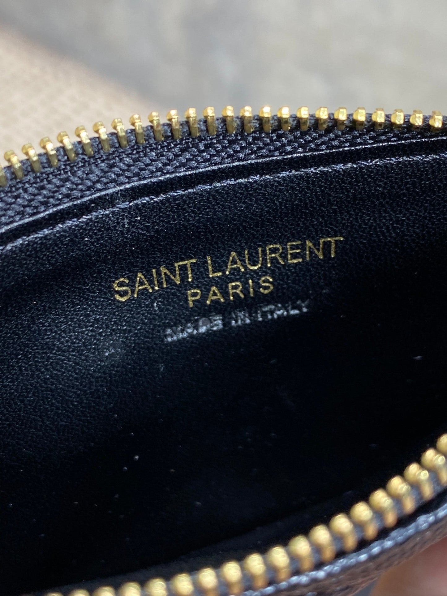 YSL Zip Coin Case With Card Black Caviar Cowhide GHW mysite