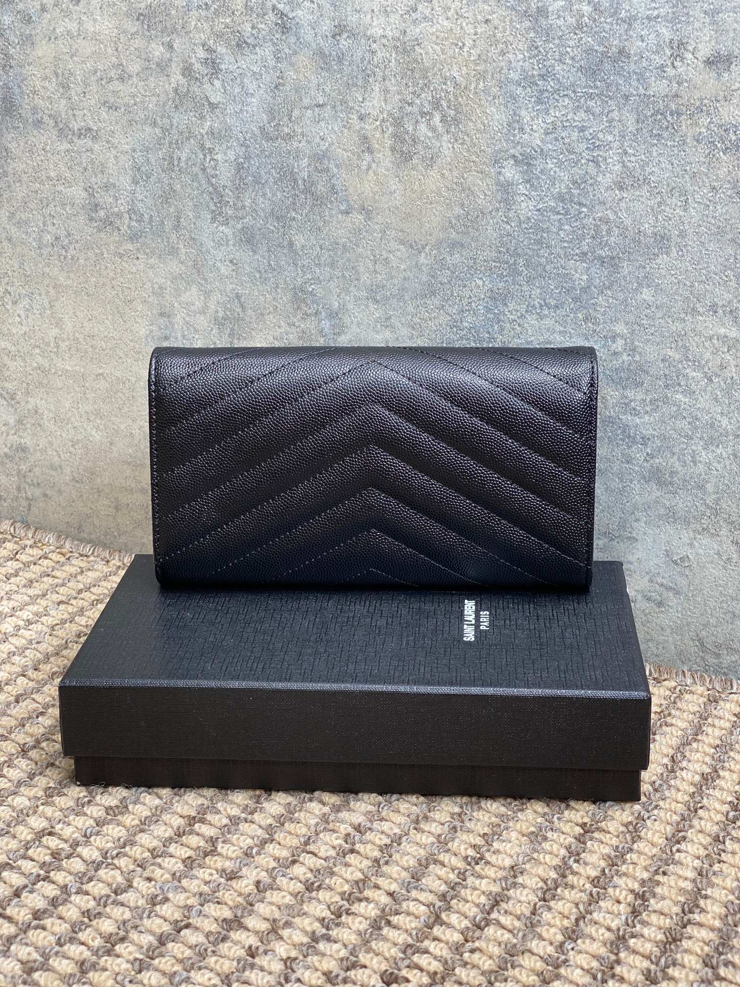 YSL Cassandre Envelope Flap Wallet Black Caviar Cowhide GHW mysite