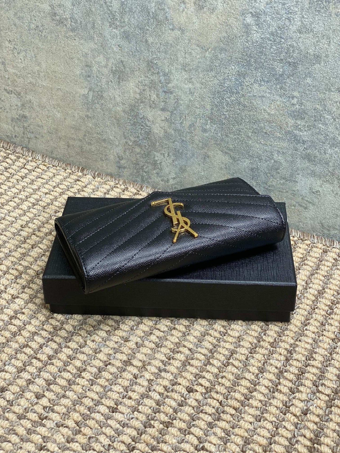 YSL Cassandre Envelope Flap Wallet Black Caviar Cowhide GHW mysite