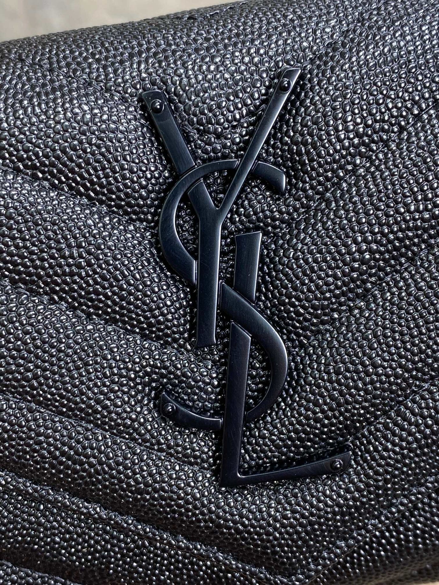 YSL Cassandre Envelope Flap Wallet Full Black Caviar Cowhide mysite