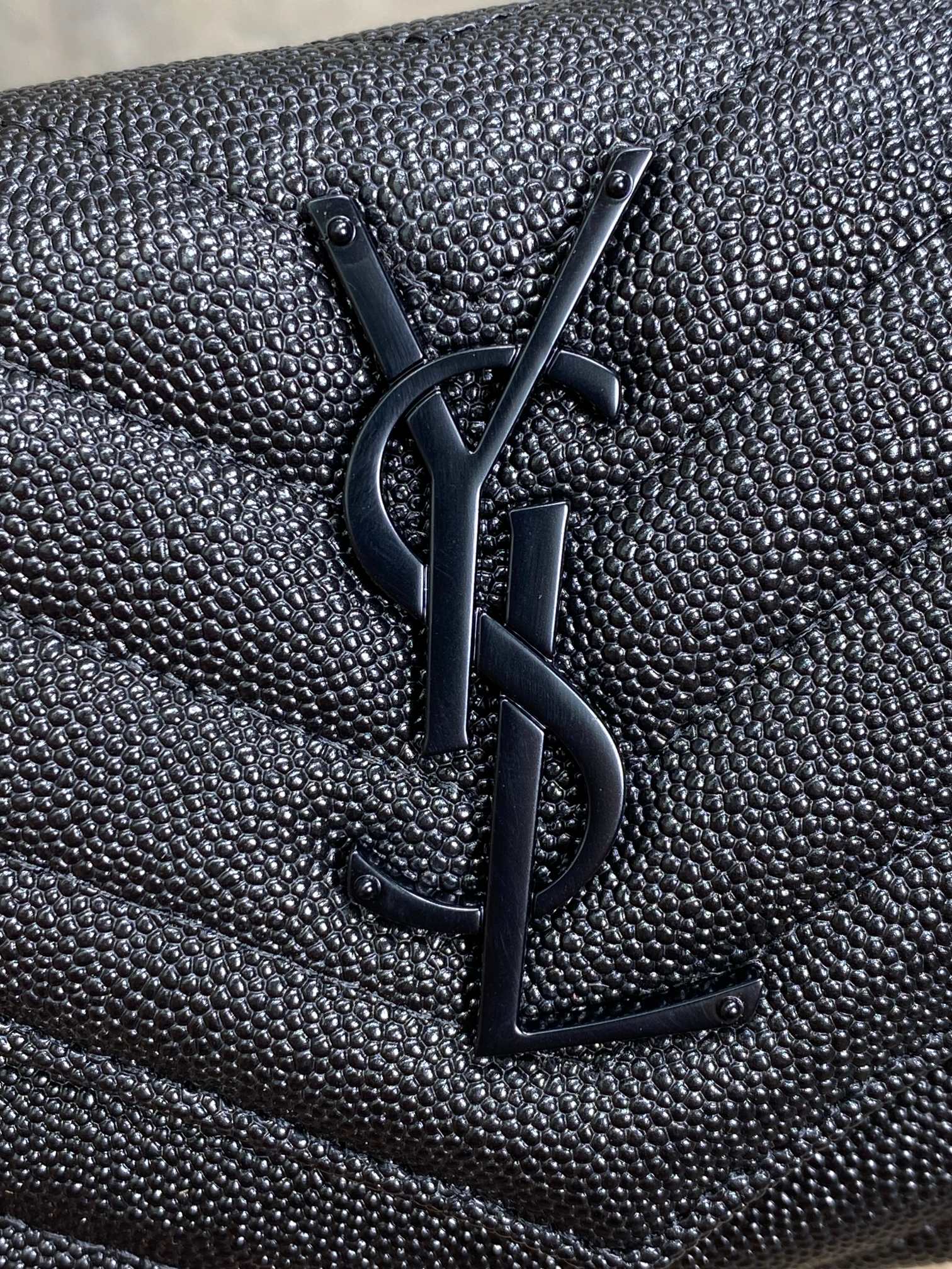 YSL Cassandre Envelope Flap Wallet Full Black Caviar Cowhide mysite