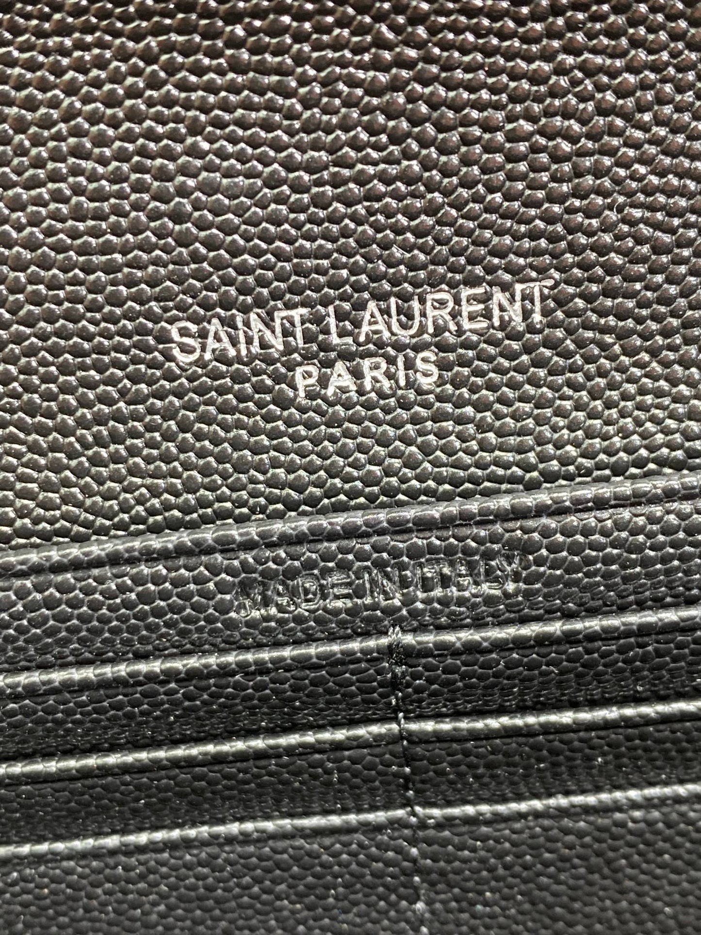 YSL Cassandre Envelope Flap Wallet Full Black Caviar Cowhide mysite