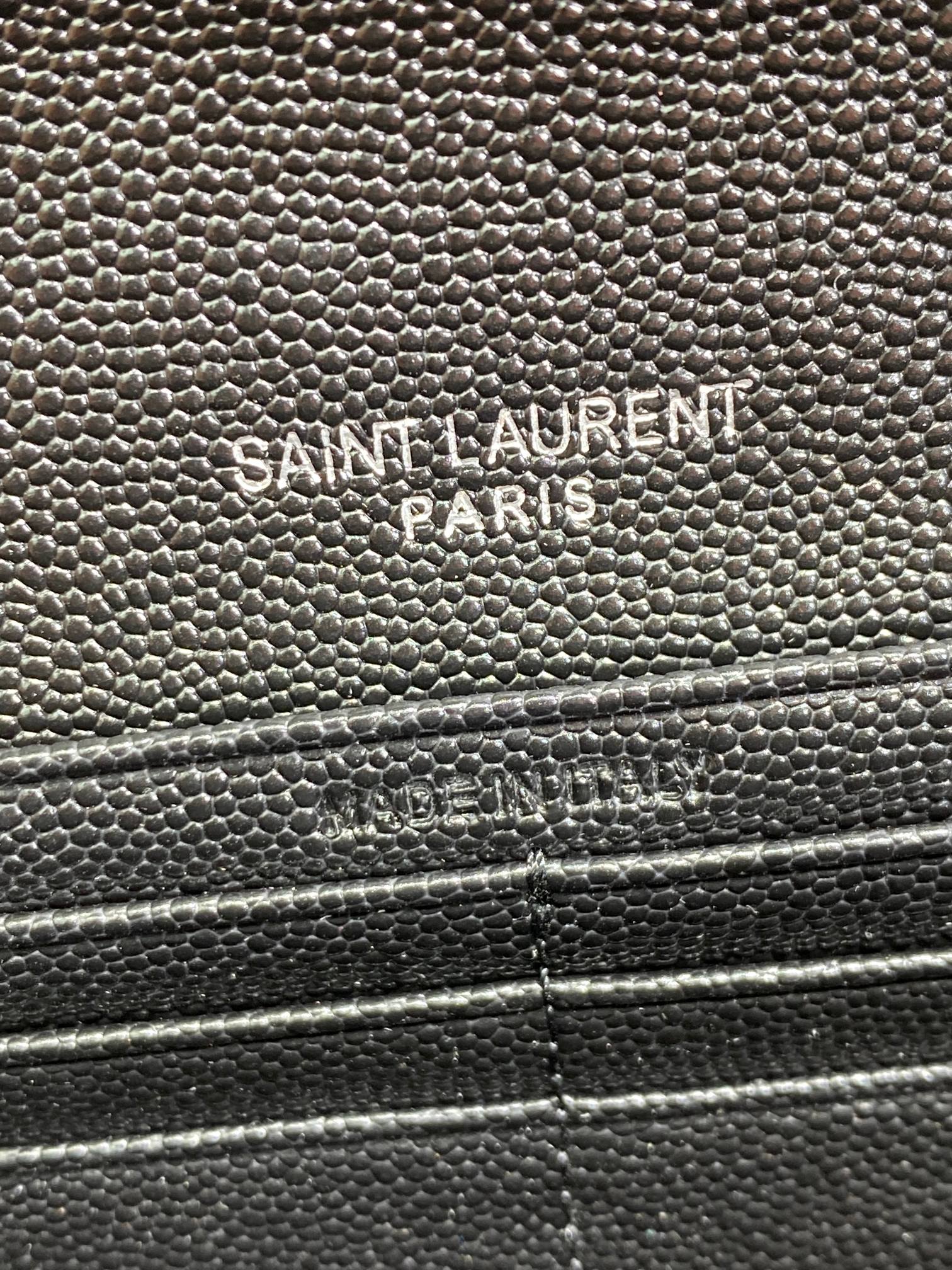 YSL Cassandre Envelope Flap Wallet Full Black Caviar Cowhide mysite