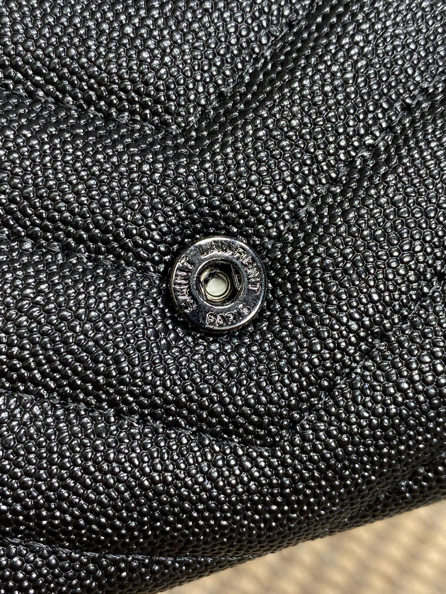 YSL Cassandre Envelope Flap Wallet Full Black Caviar Cowhide mysite