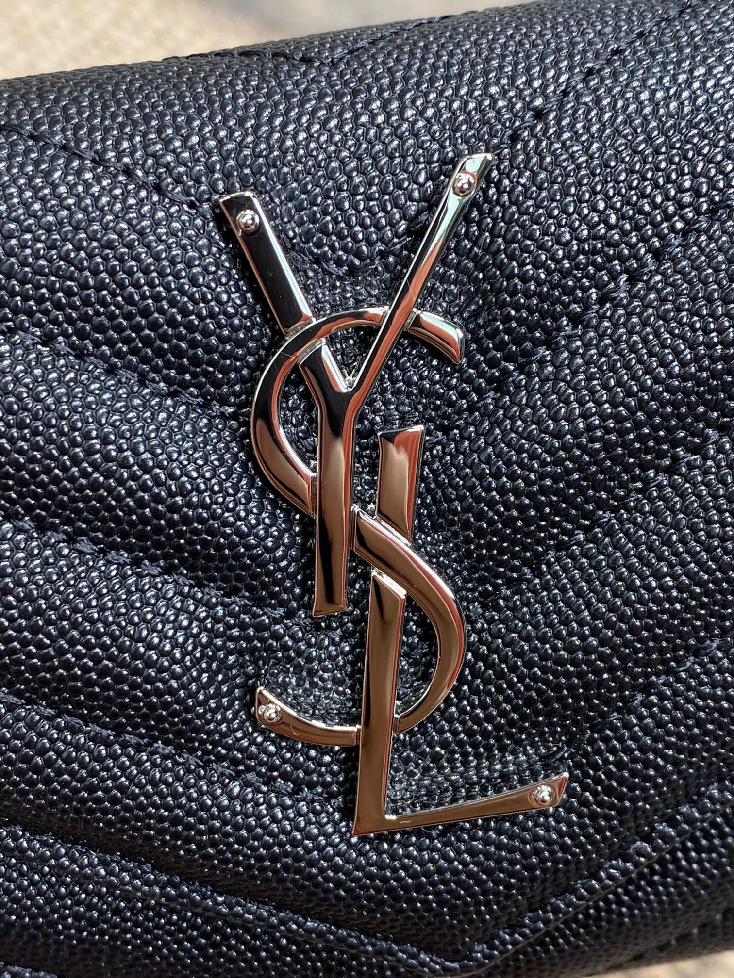 YSL Cassandre Envelope Flap Wallet Black Caviar Cowhide Sliver HW mysite