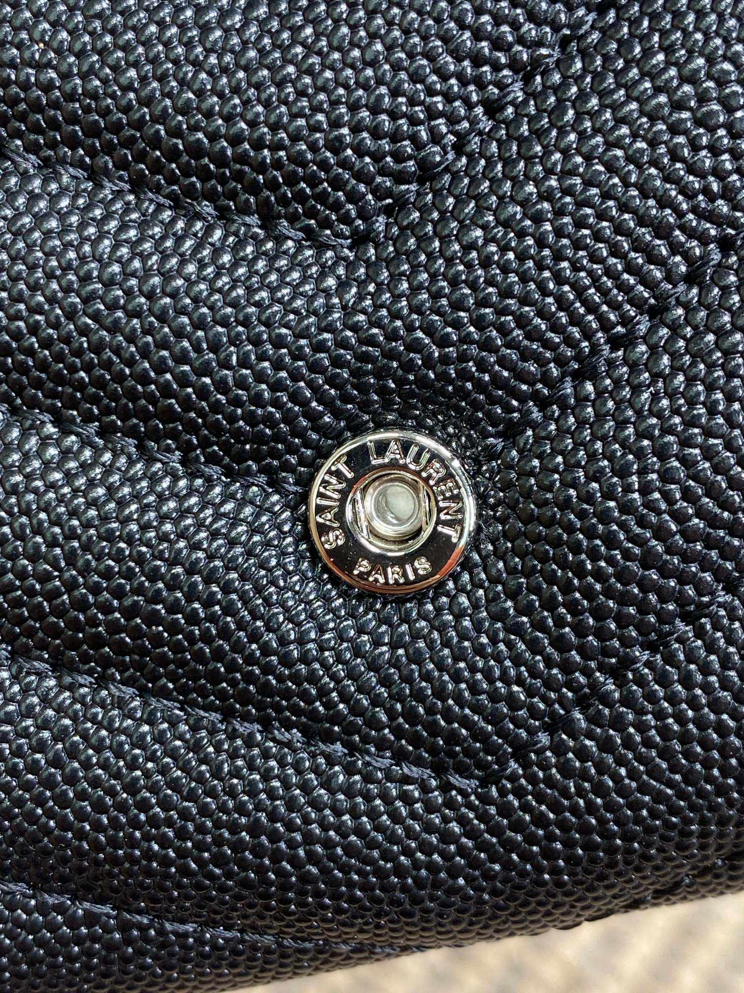 YSL Cassandre Envelope Flap Wallet Black Caviar Cowhide Sliver HW mysite