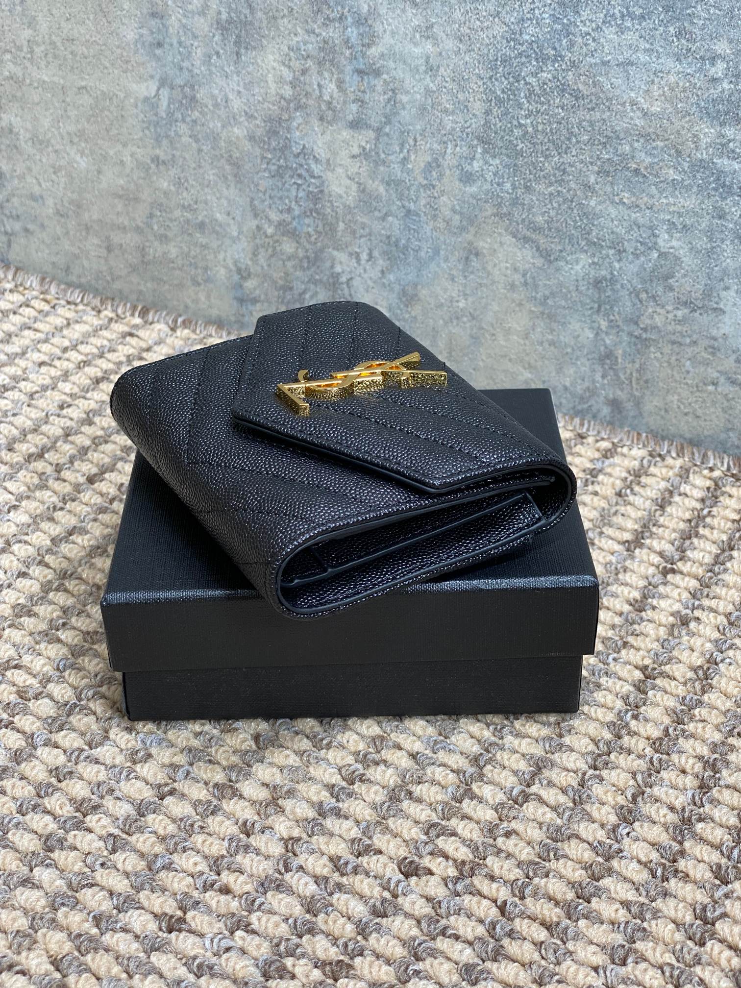 YSL Compact Flap Cassendre Wallet 10cm Black Leather GHW mysite