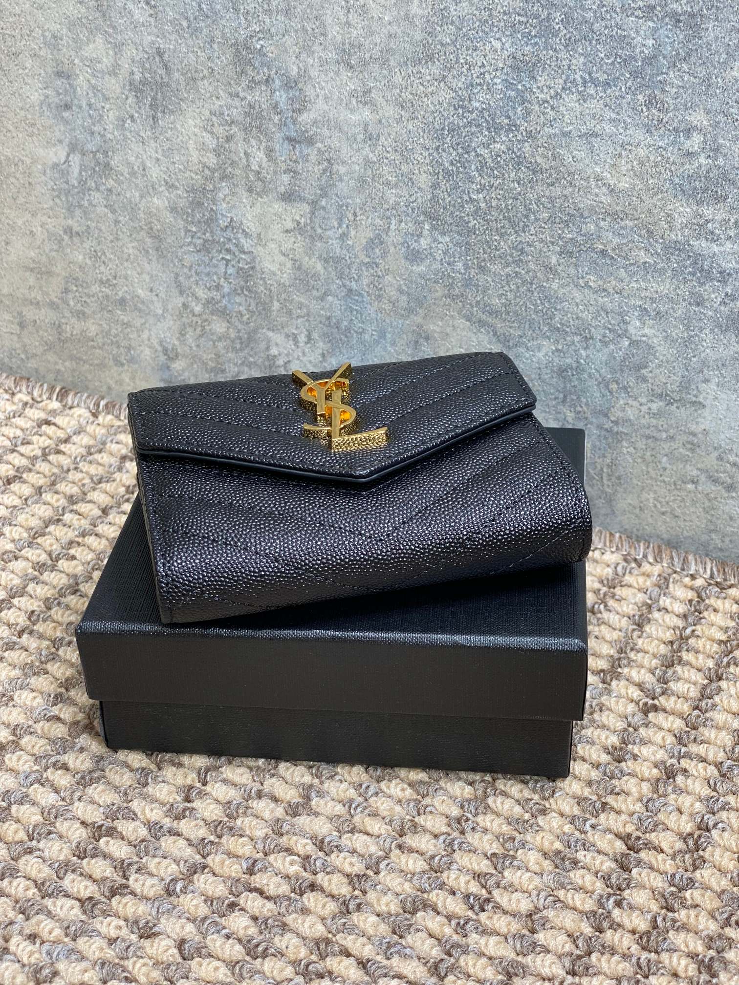 YSL Compact Flap Cassendre Wallet 10cm Black Leather GHW mysite